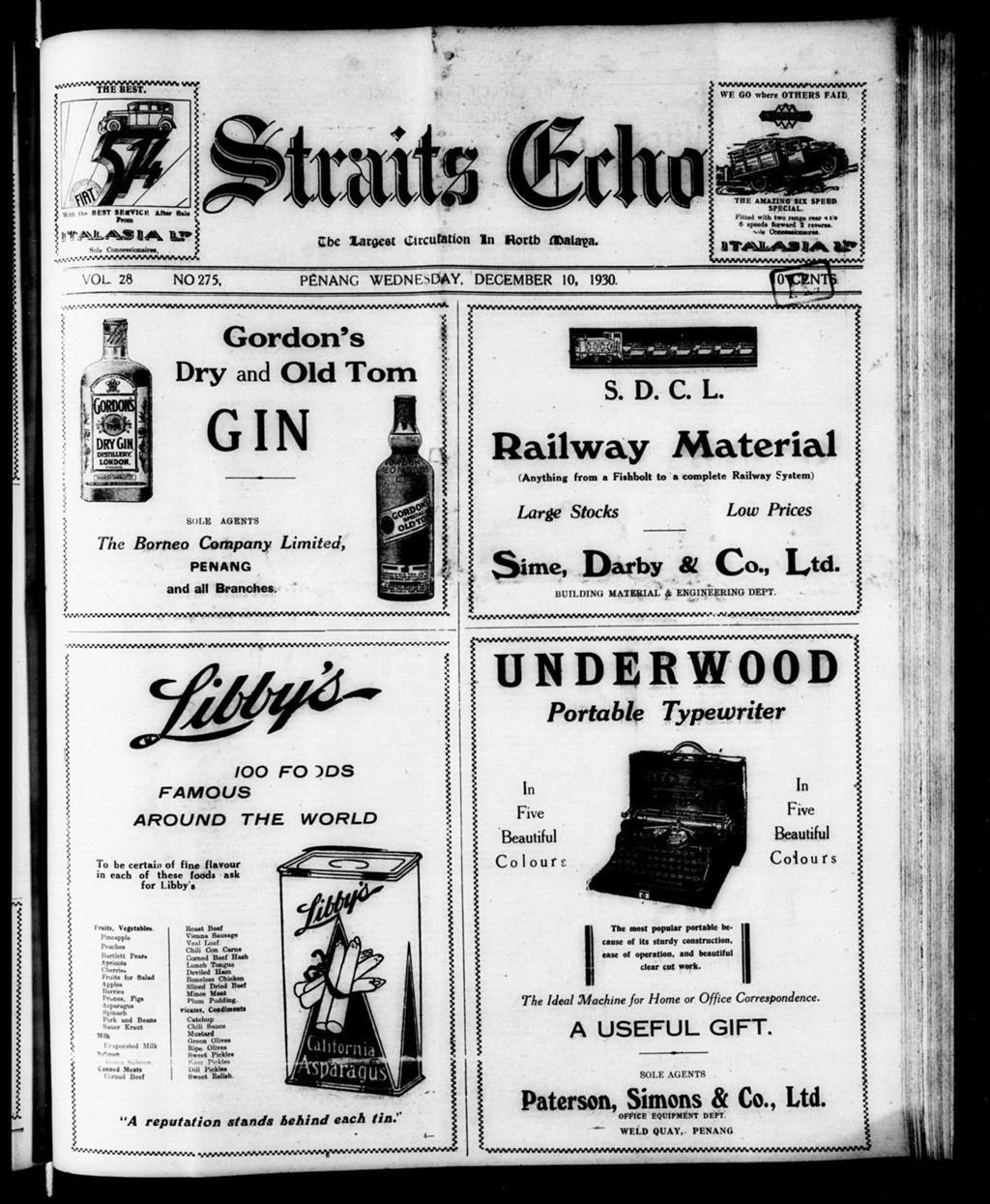 Miniature of Straits Echo 10 December 1930