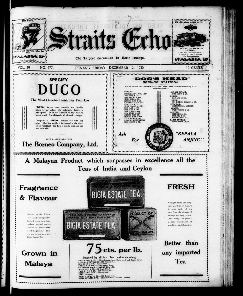 Miniature of Straits Echo 12 December 1930