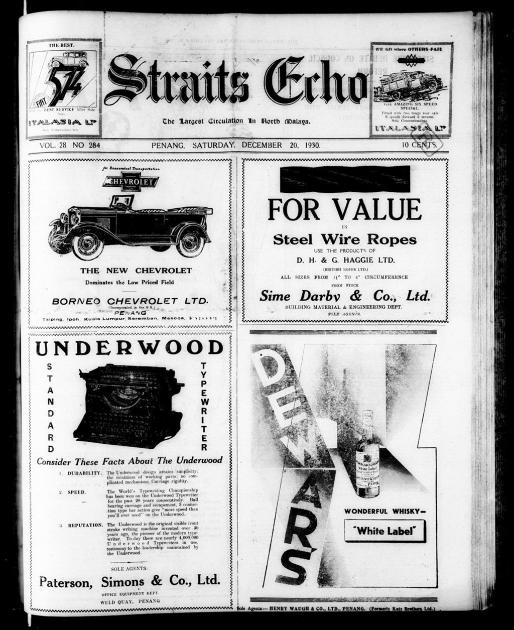 Miniature of Straits Echo 20 December 1930