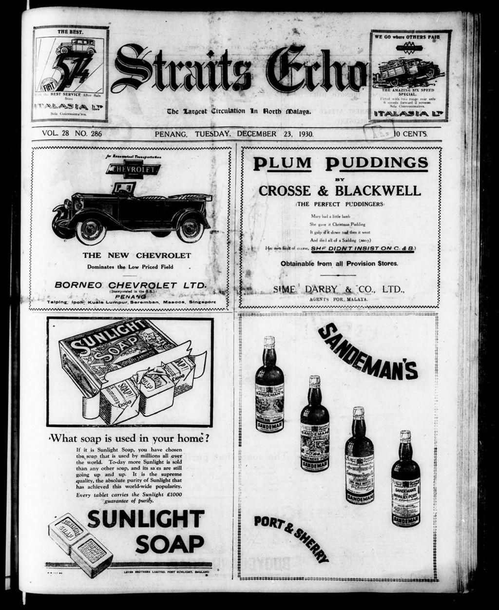 Miniature of Straits Echo 23 December 1930