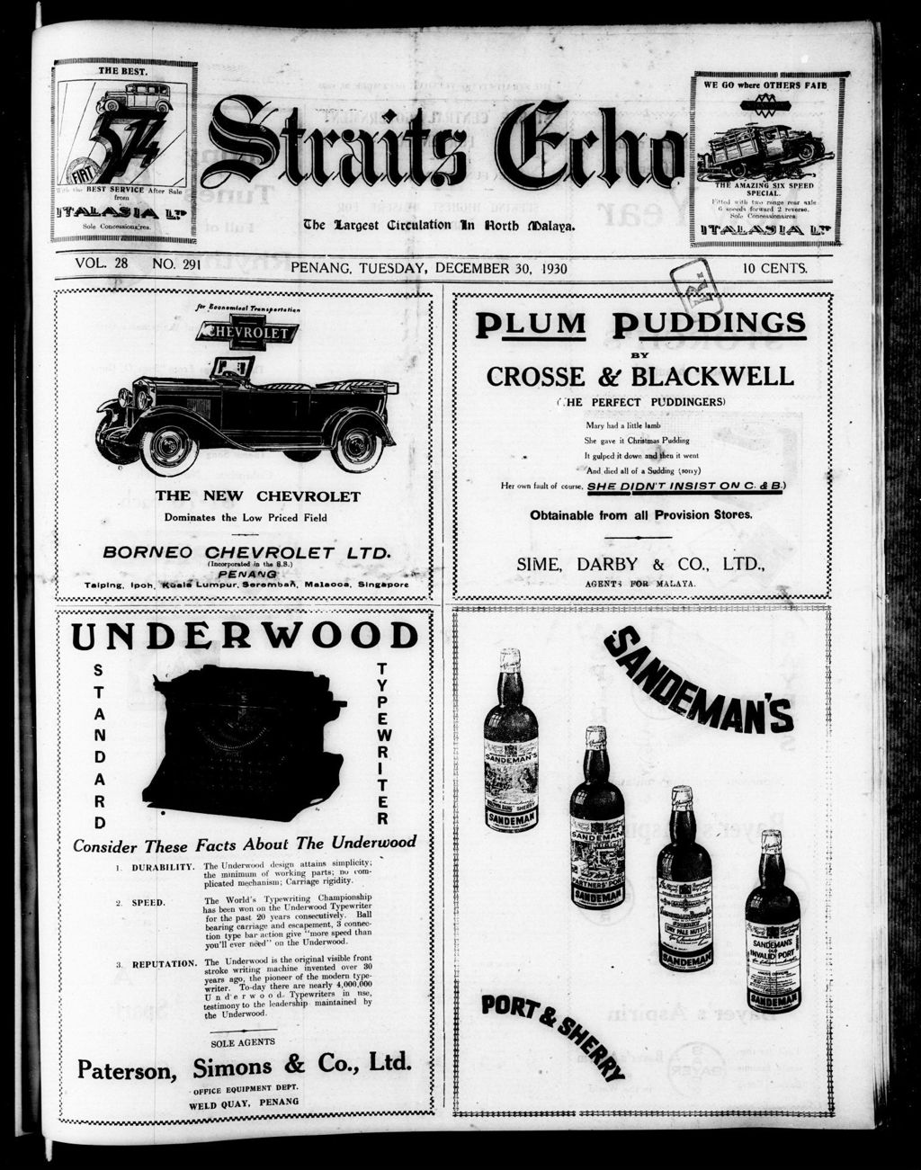 Miniature of Straits Echo 30 December 1930