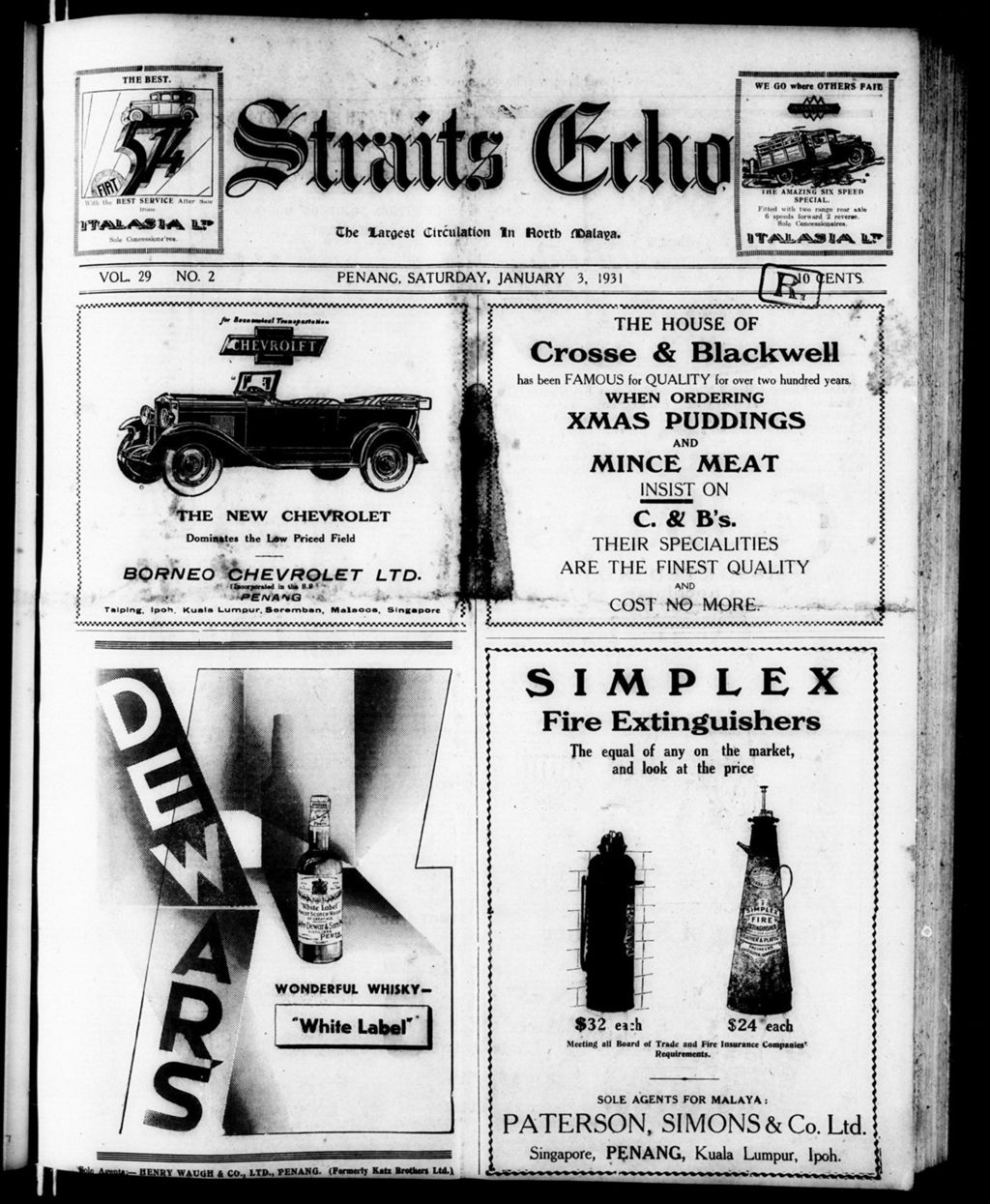 Miniature of Straits Echo 03 January 1931