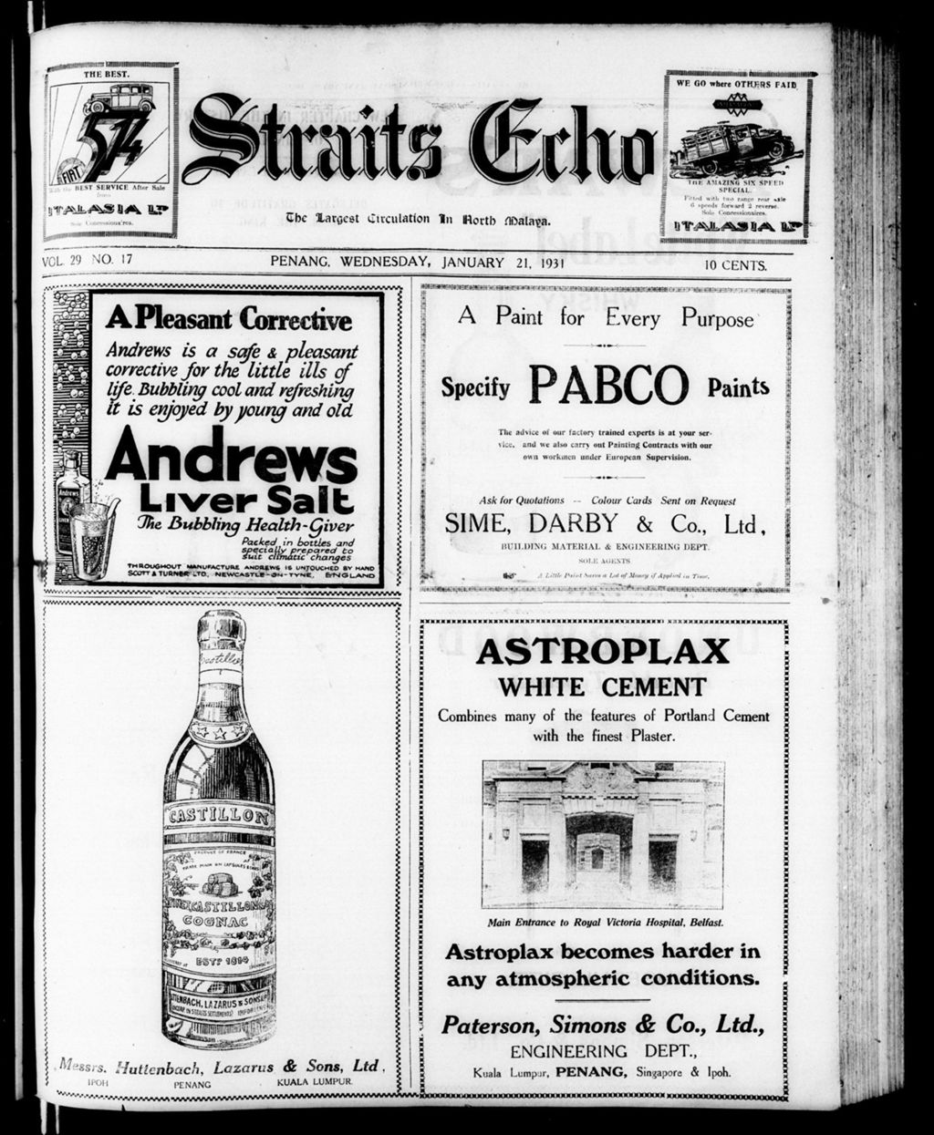 Miniature of Straits Echo 21 January 1931