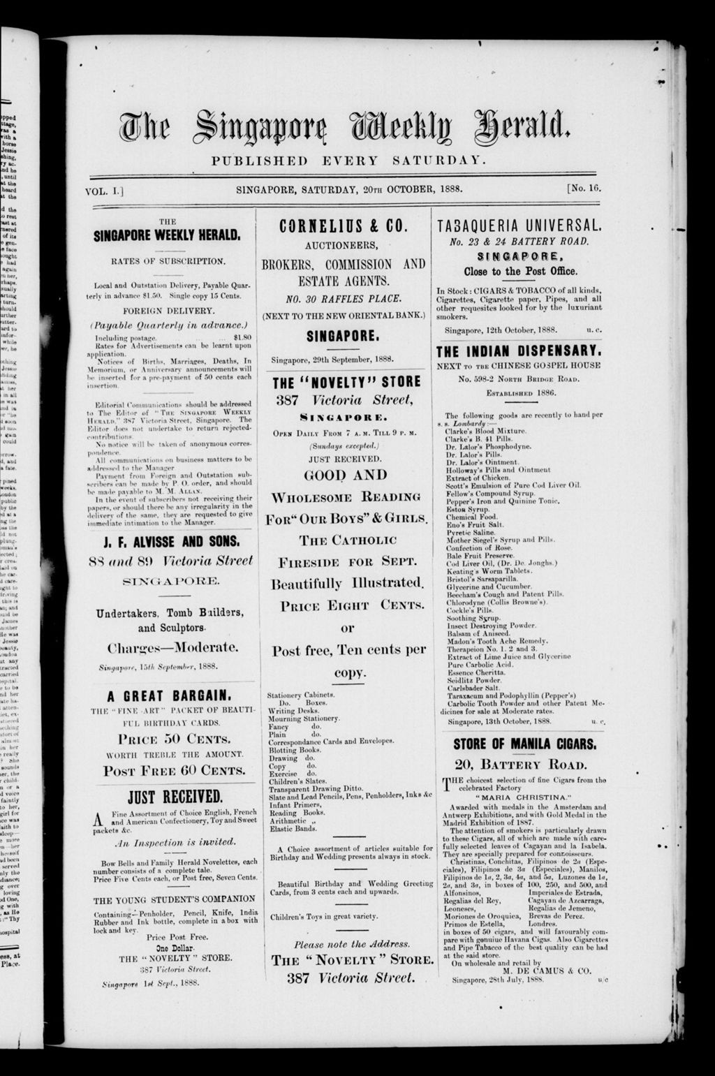 Miniature of Singapore Weekly Herald 20 October 1888