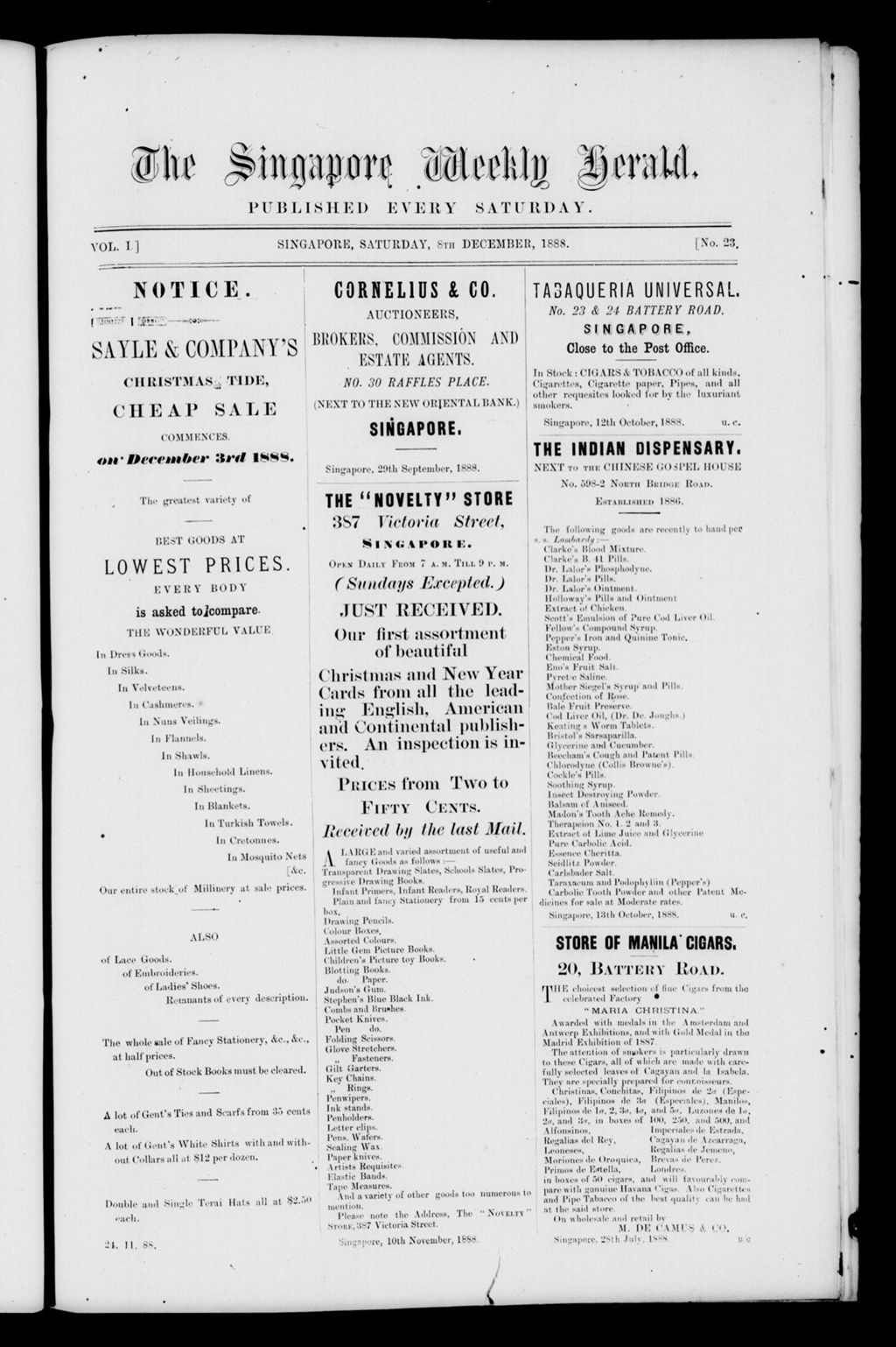 Miniature of Singapore Weekly Herald 08 December 1888