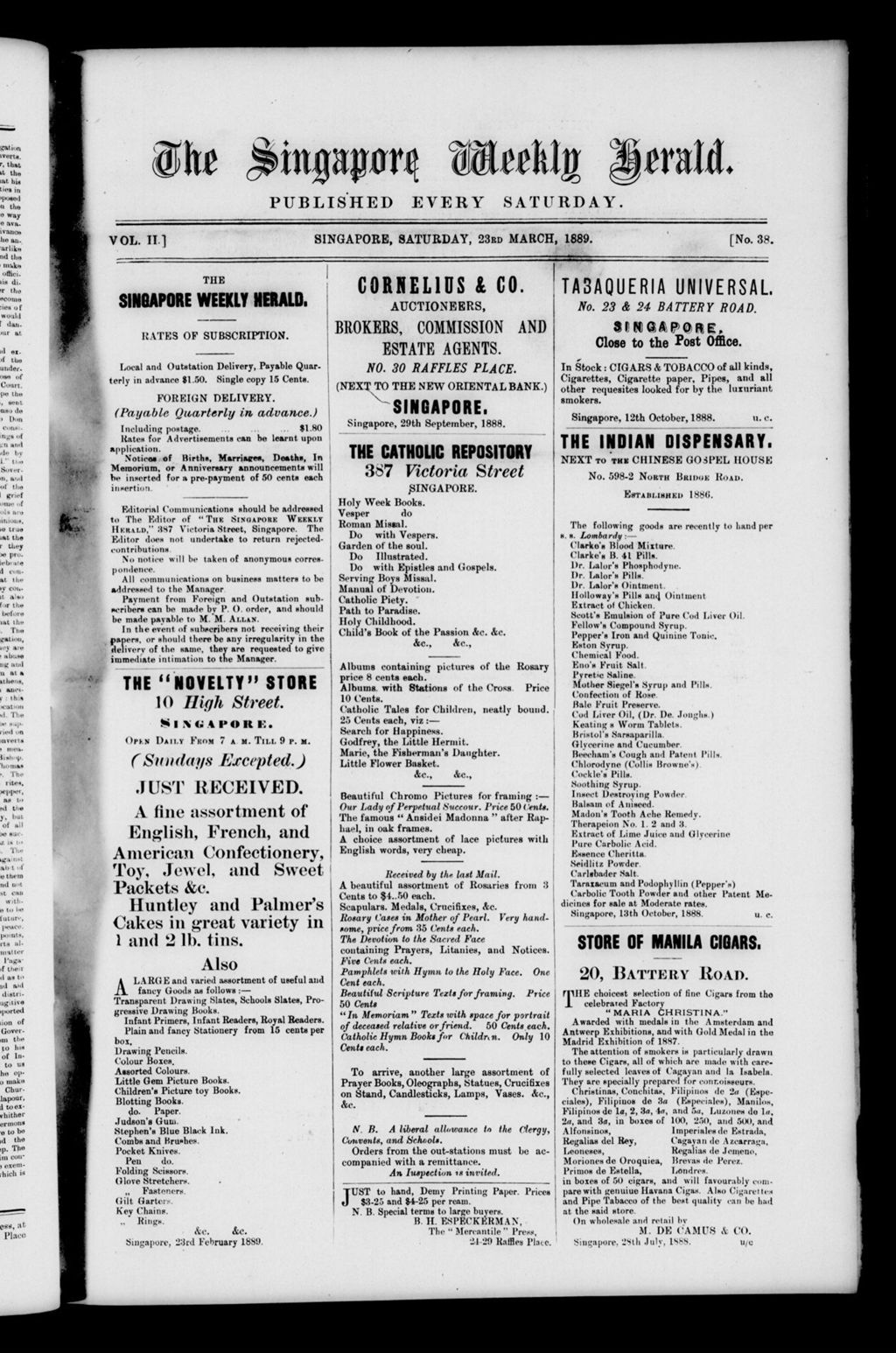 Miniature of Singapore Weekly Herald 23 March 1889