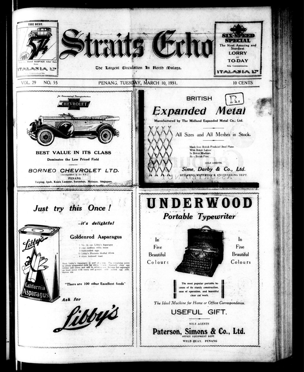 Miniature of Straits Echo 10 March 1931