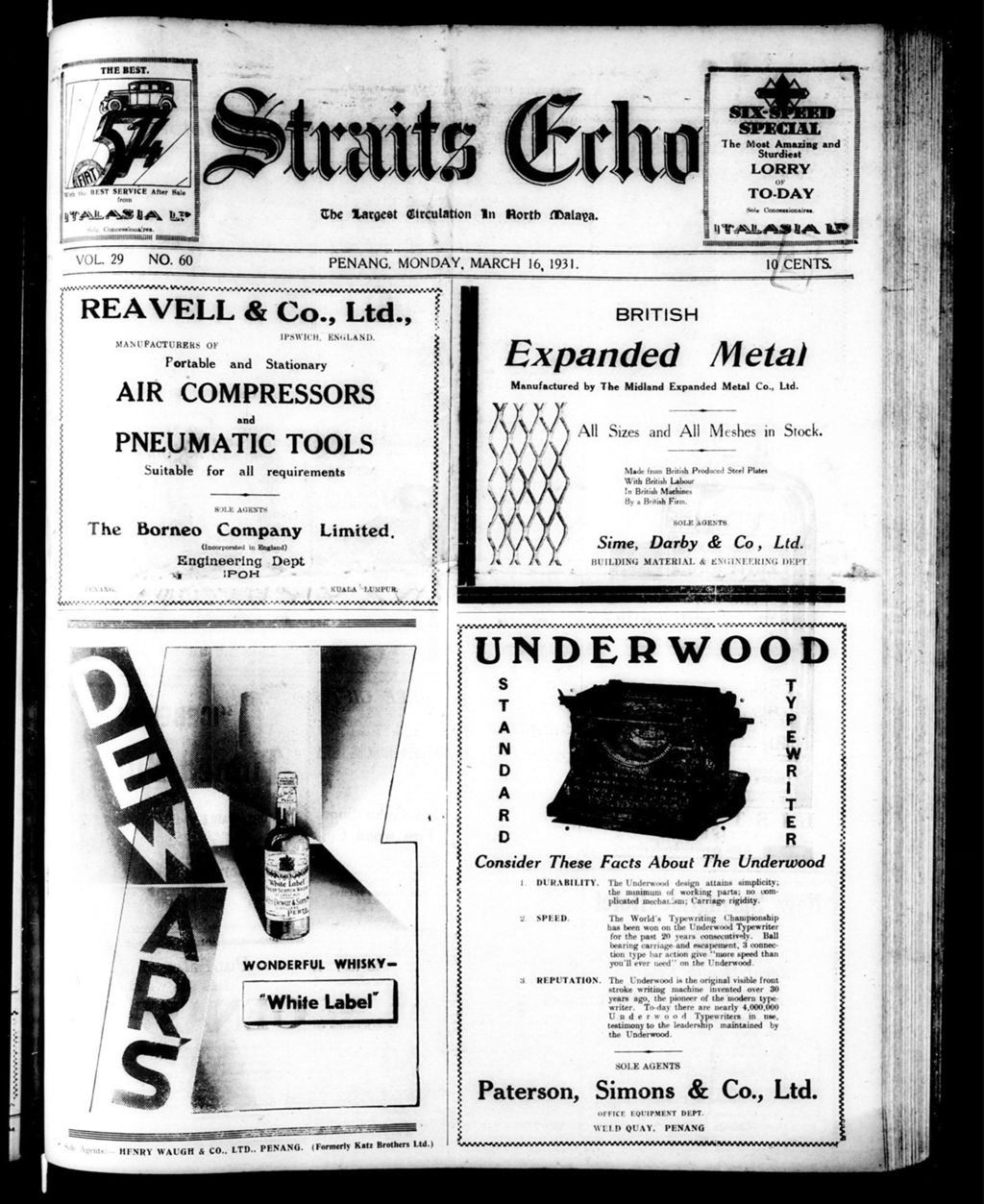 Miniature of Straits Echo 16 March 1931