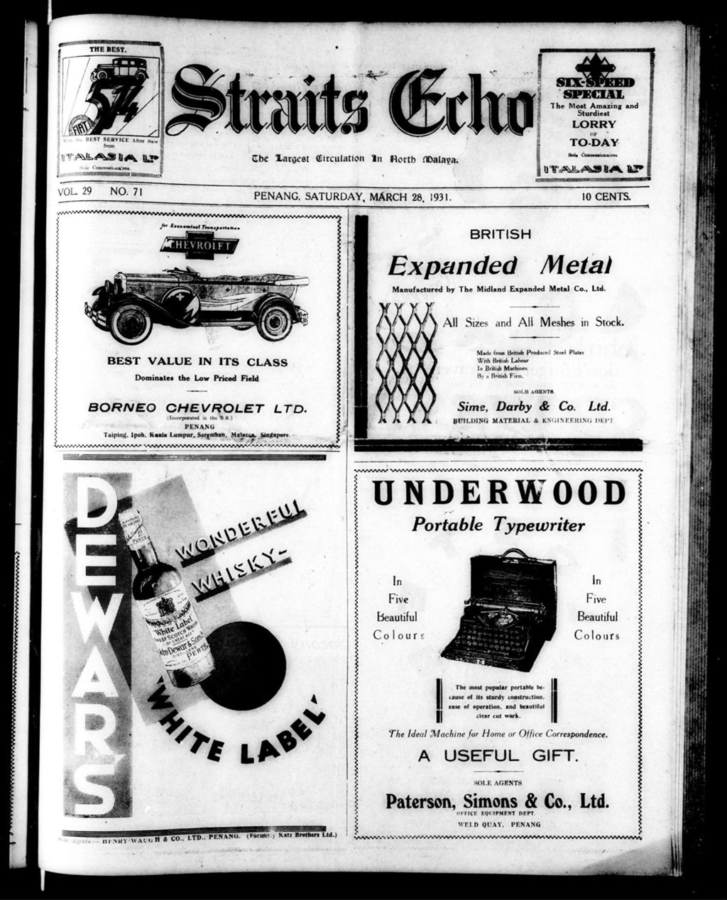 Miniature of Straits Echo 28 March 1931