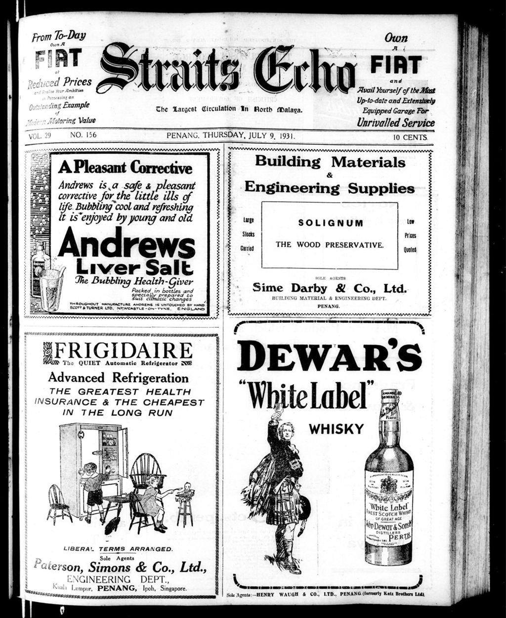 Miniature of Straits Echo 09 July 1931