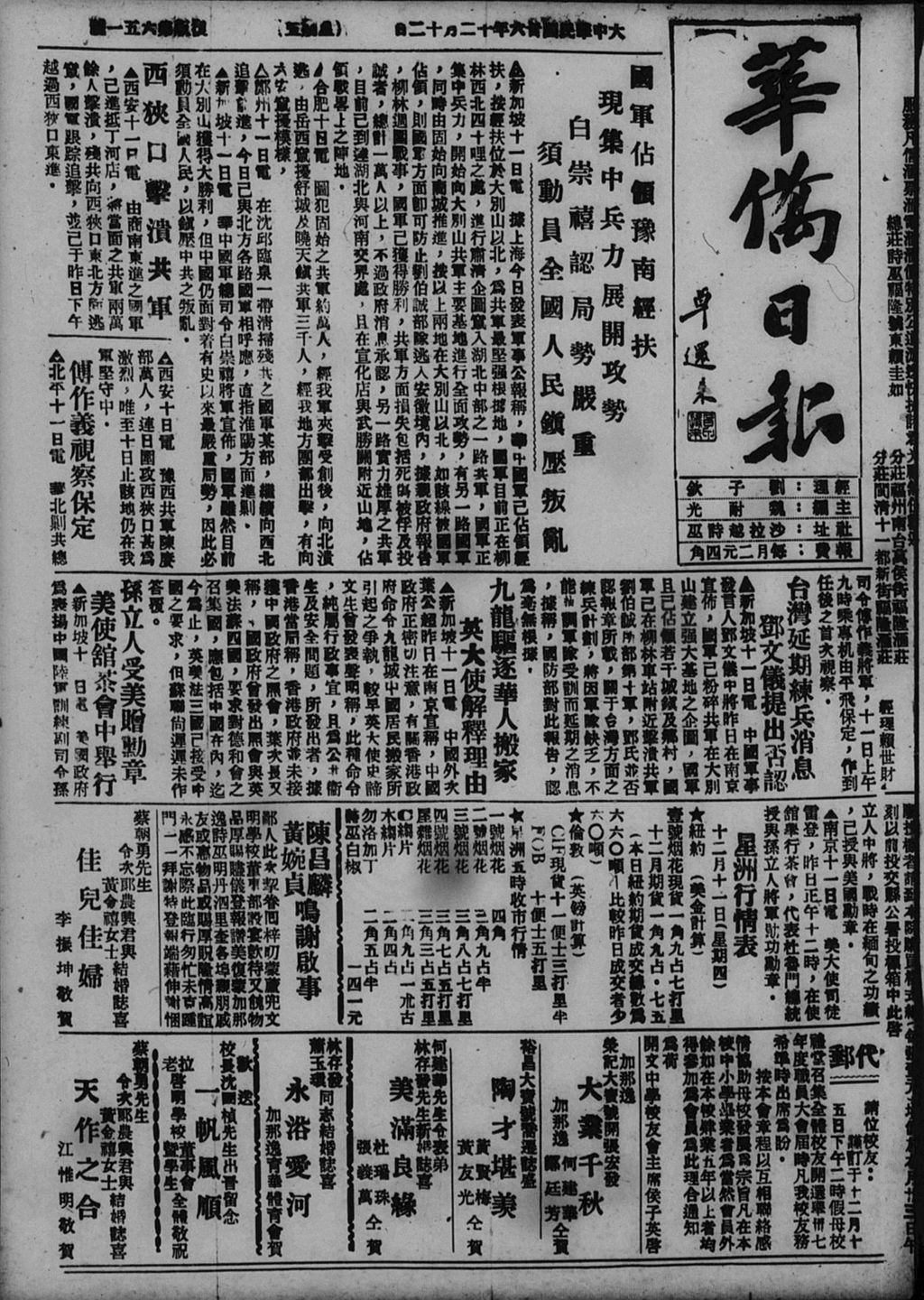 Miniature of 华侨日报  1947年12月12日