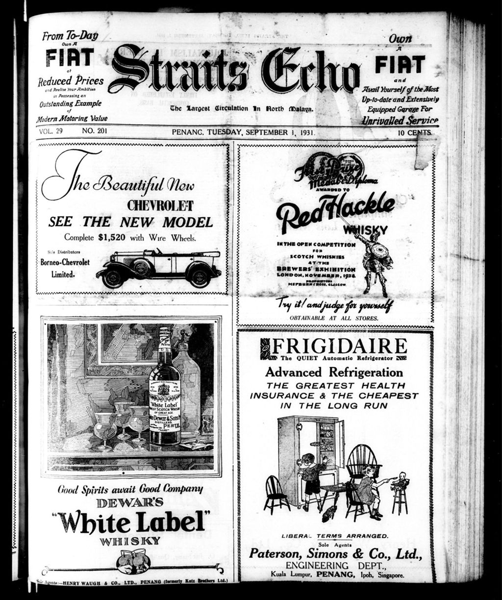 Miniature of Straits Echo 01 September 1931