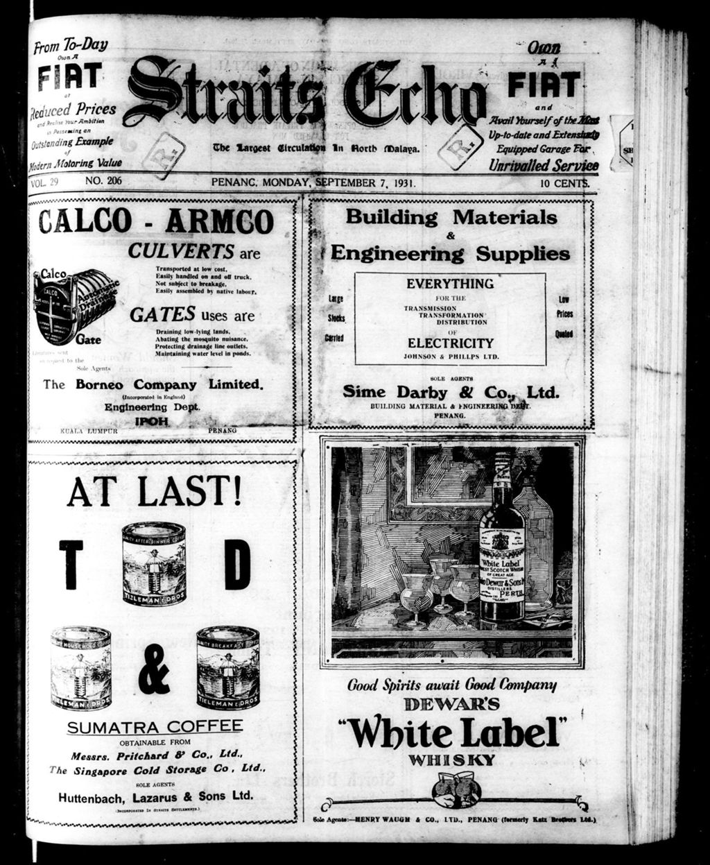 Miniature of Straits Echo 07 September 1931