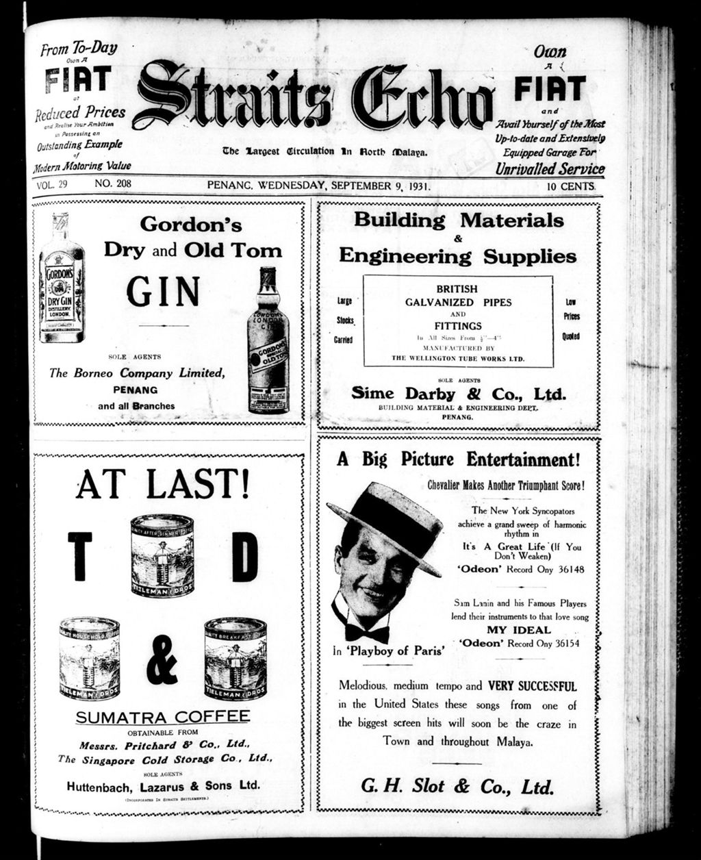 Miniature of Straits Echo 09 September 1931