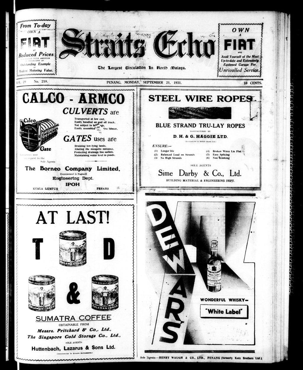 Miniature of Straits Echo 21 September 1931