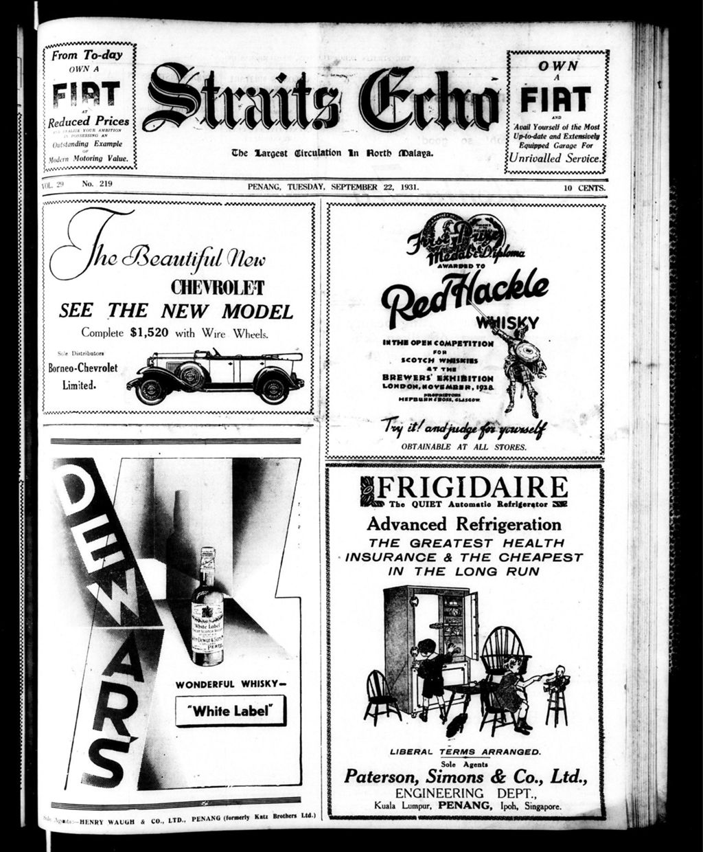 Miniature of Straits Echo 22 September 1931