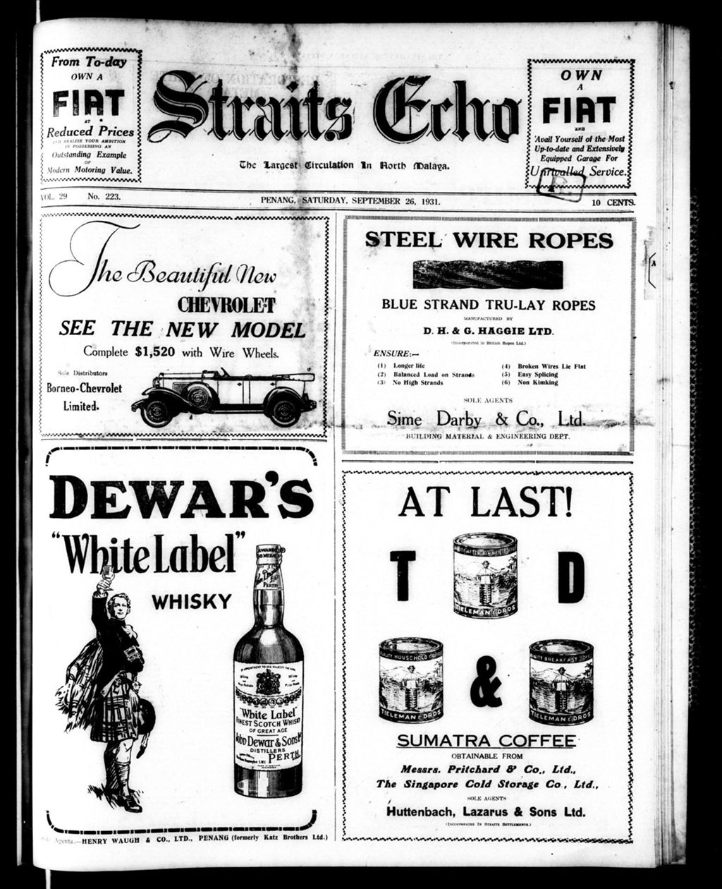 Miniature of Straits Echo 26 September 1931