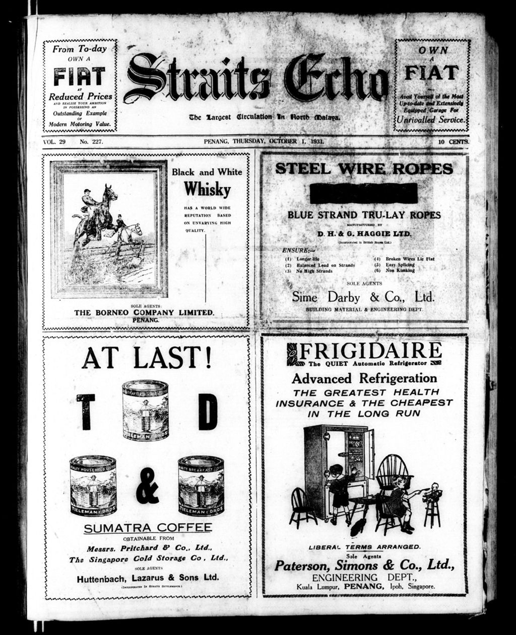 Miniature of Straits Echo 01 October 1931