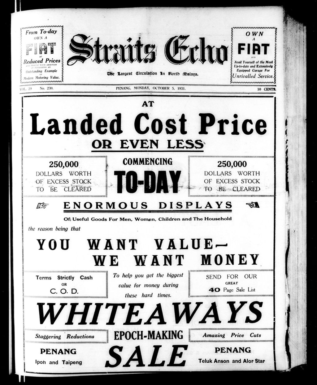 Miniature of Straits Echo 05 October 1931