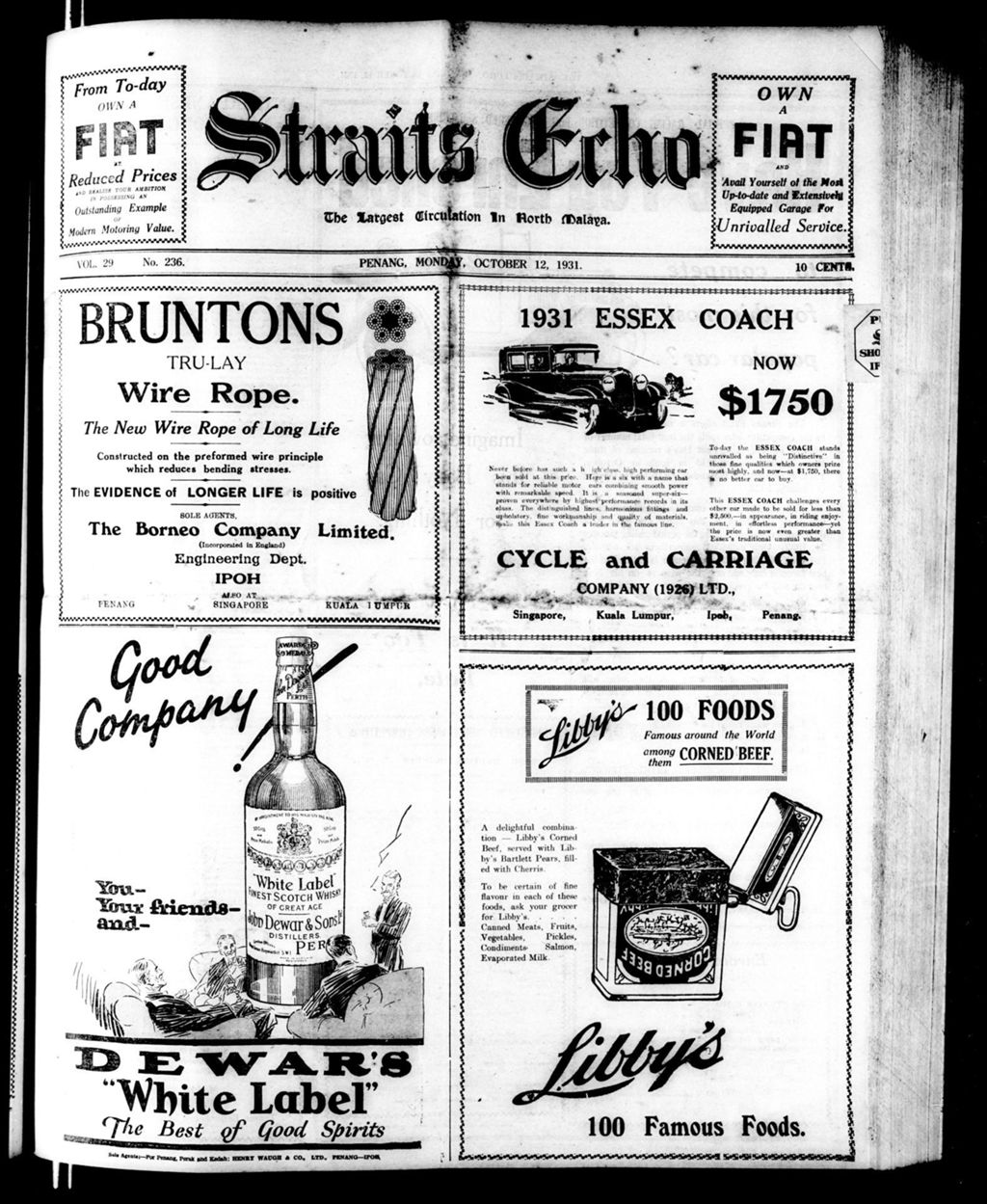 Miniature of Straits Echo 12 October 1931