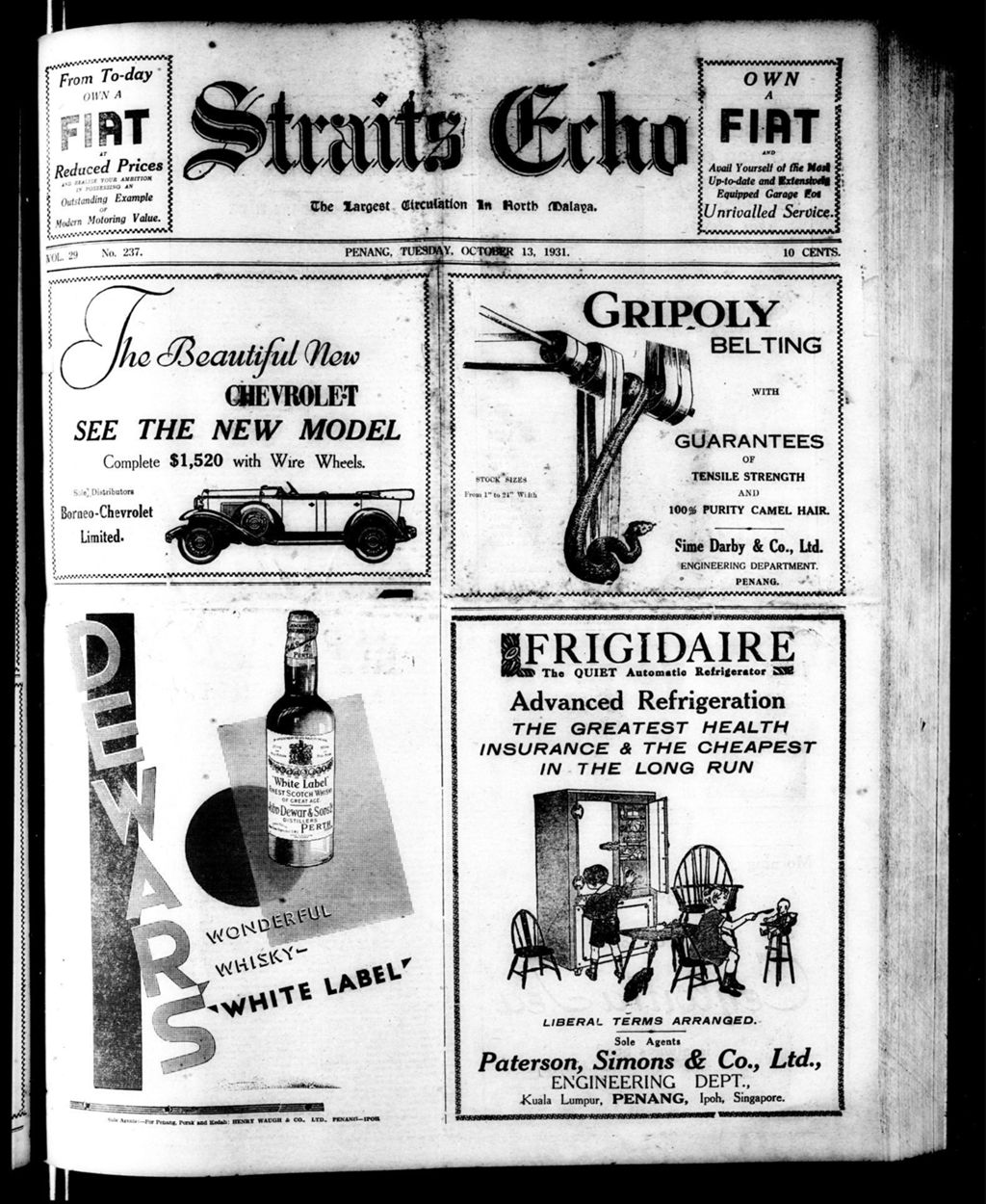 Miniature of Straits Echo 13 October 1931