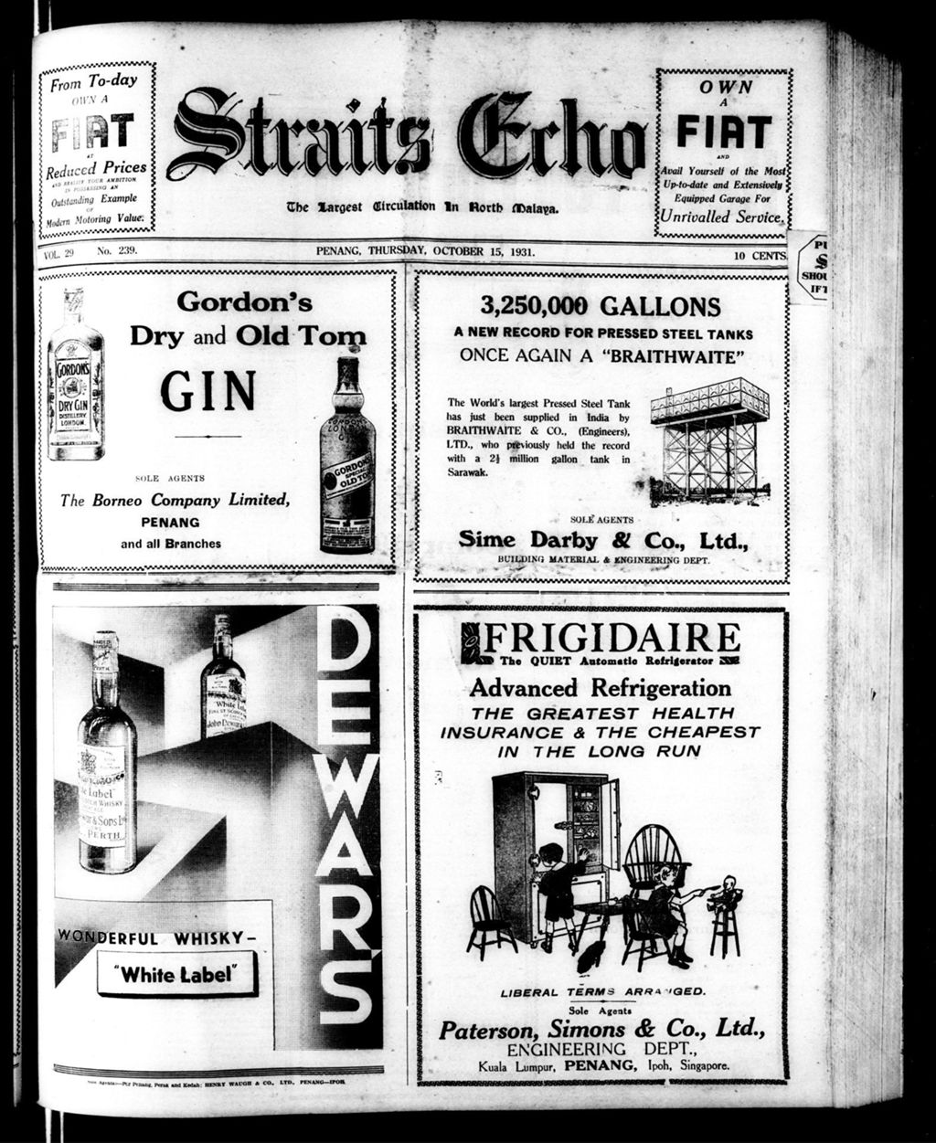 Miniature of Straits Echo 15 October 1931