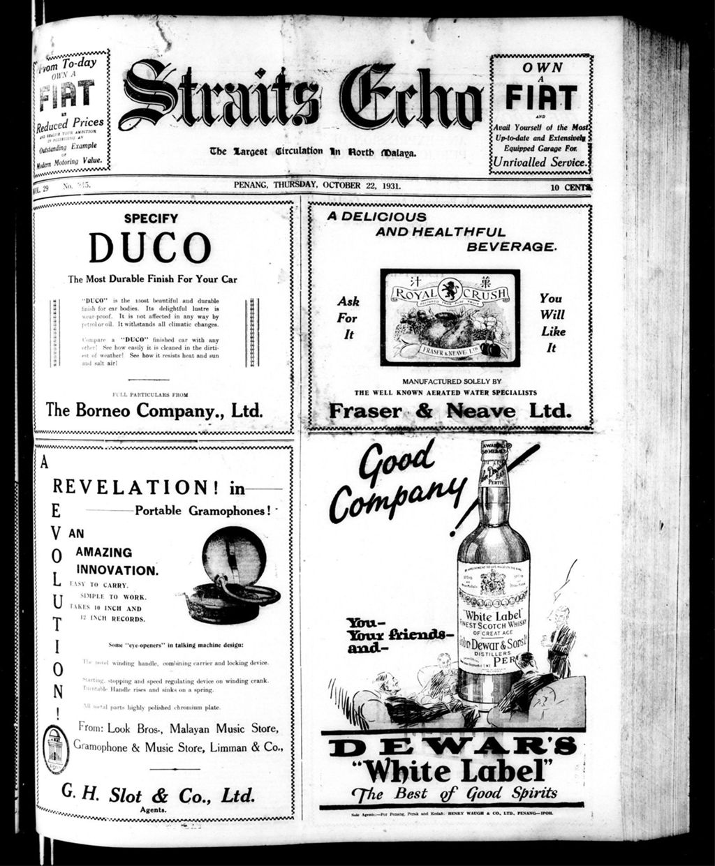 Miniature of Straits Echo 22 October 1931