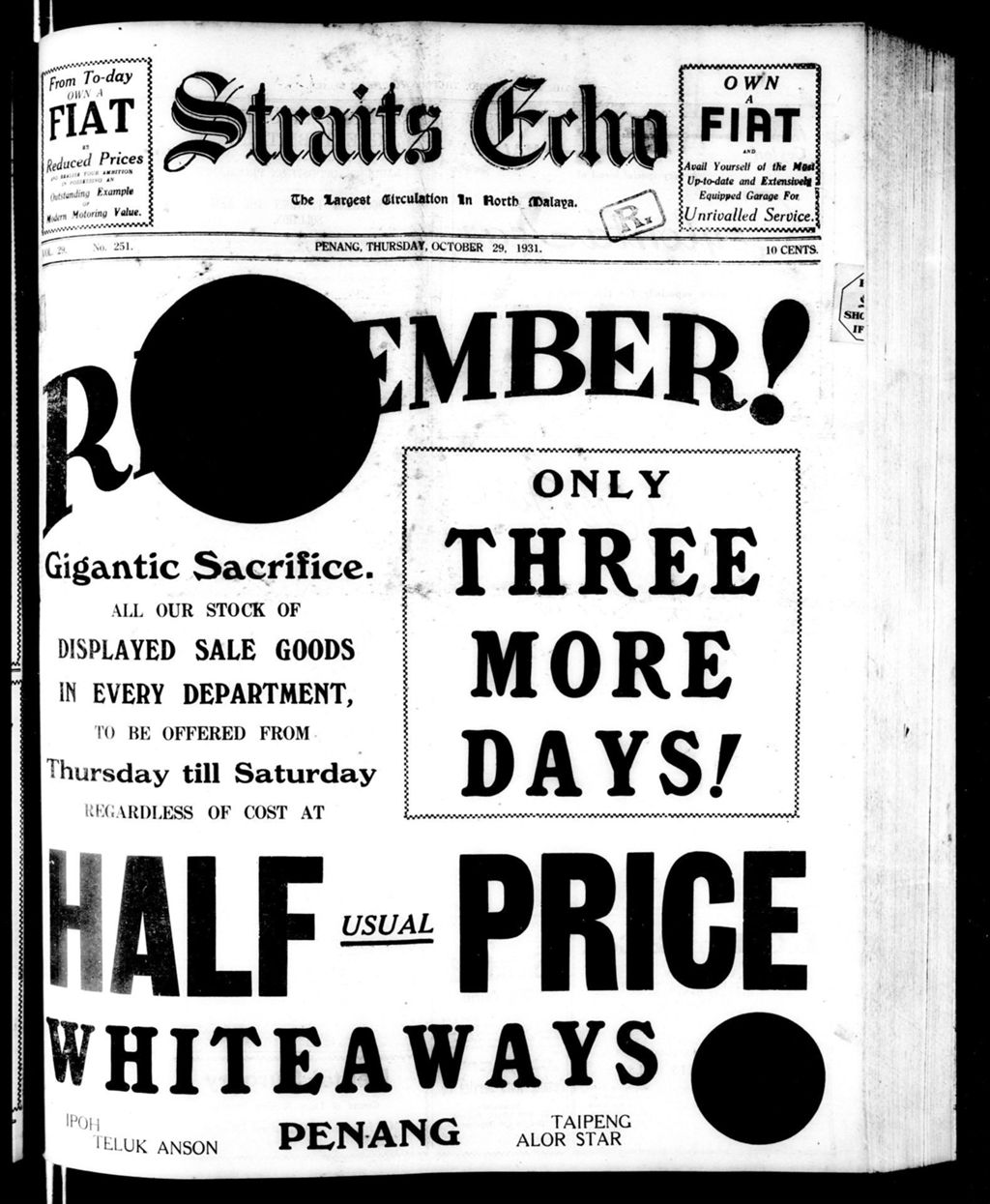 Miniature of Straits Echo 29 October 1931