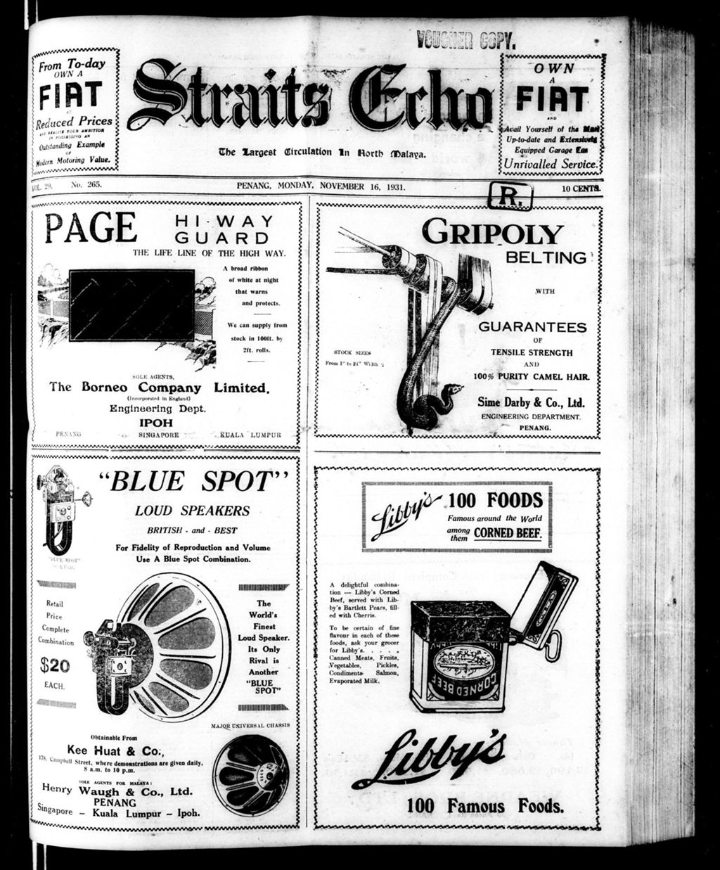 Miniature of Straits Echo 16 November 1931