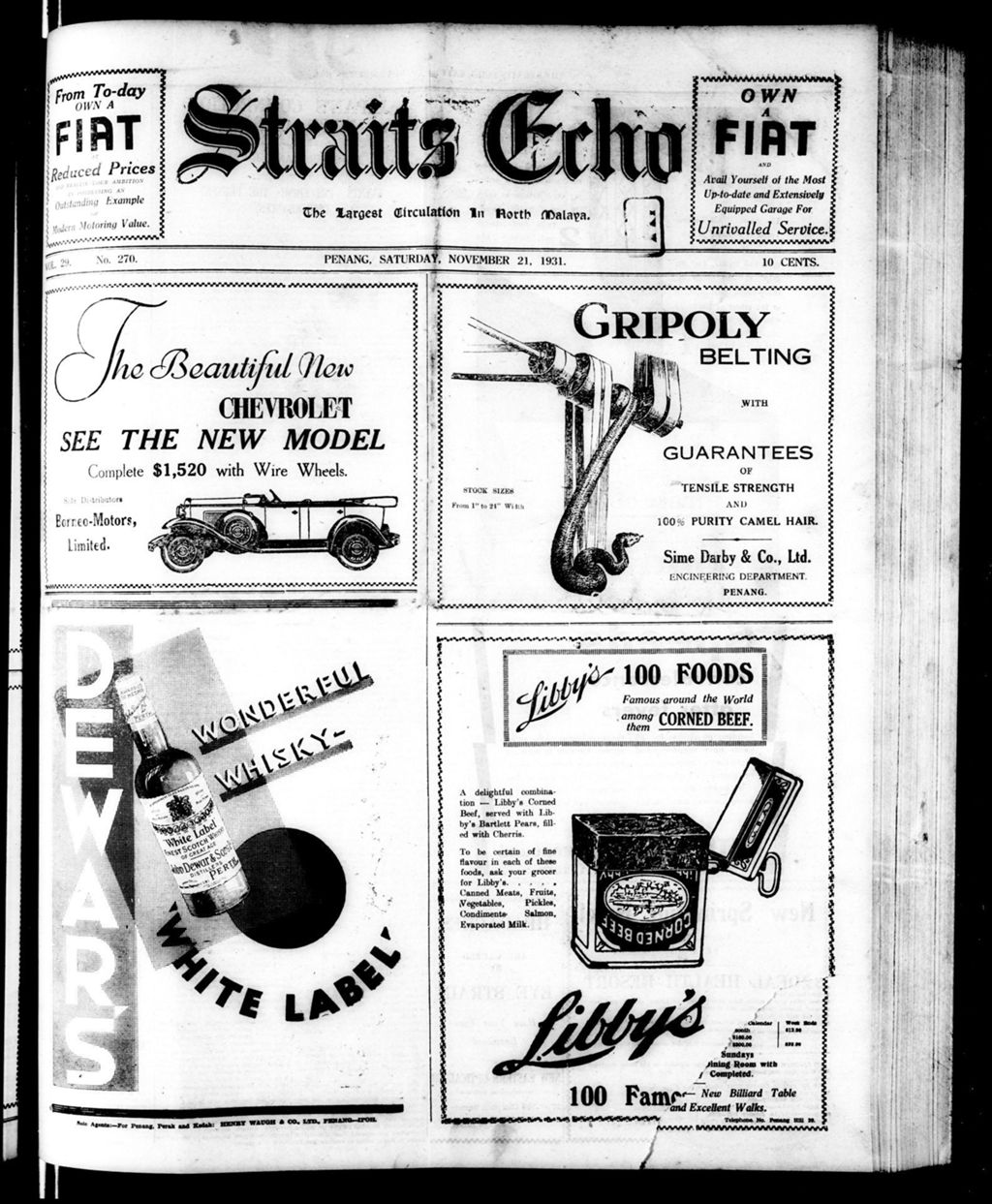 Miniature of Straits Echo 21 November 1931