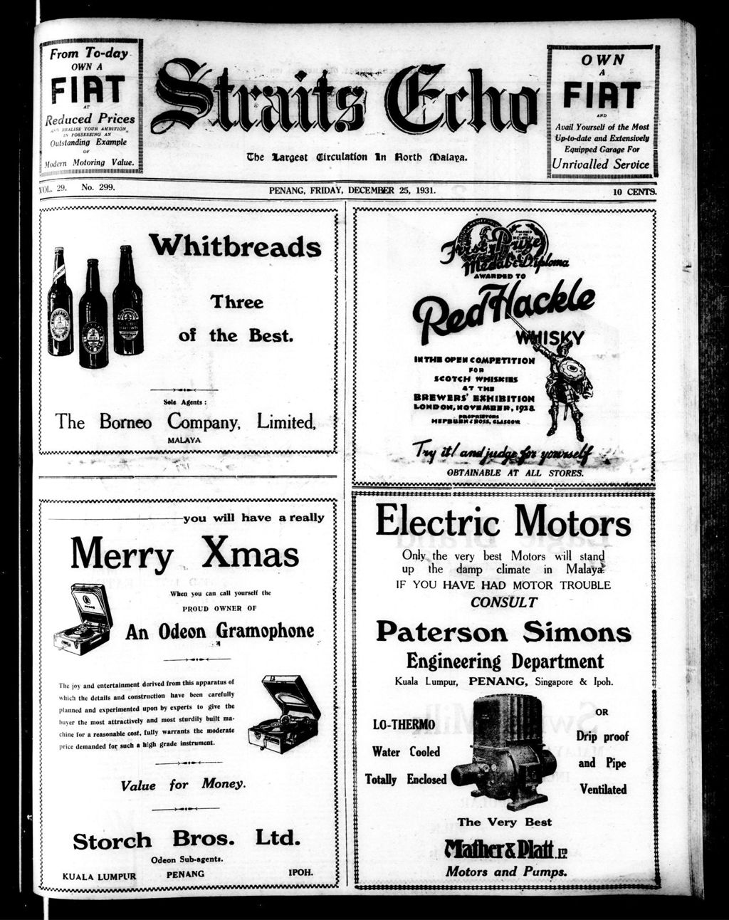 Miniature of Straits Echo 25 December 1931