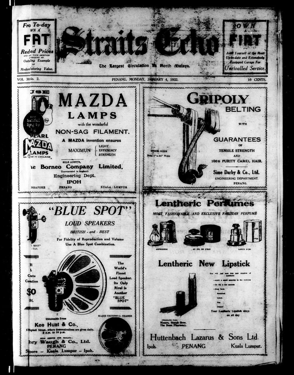 Miniature of Straits Echo 04 January 1932