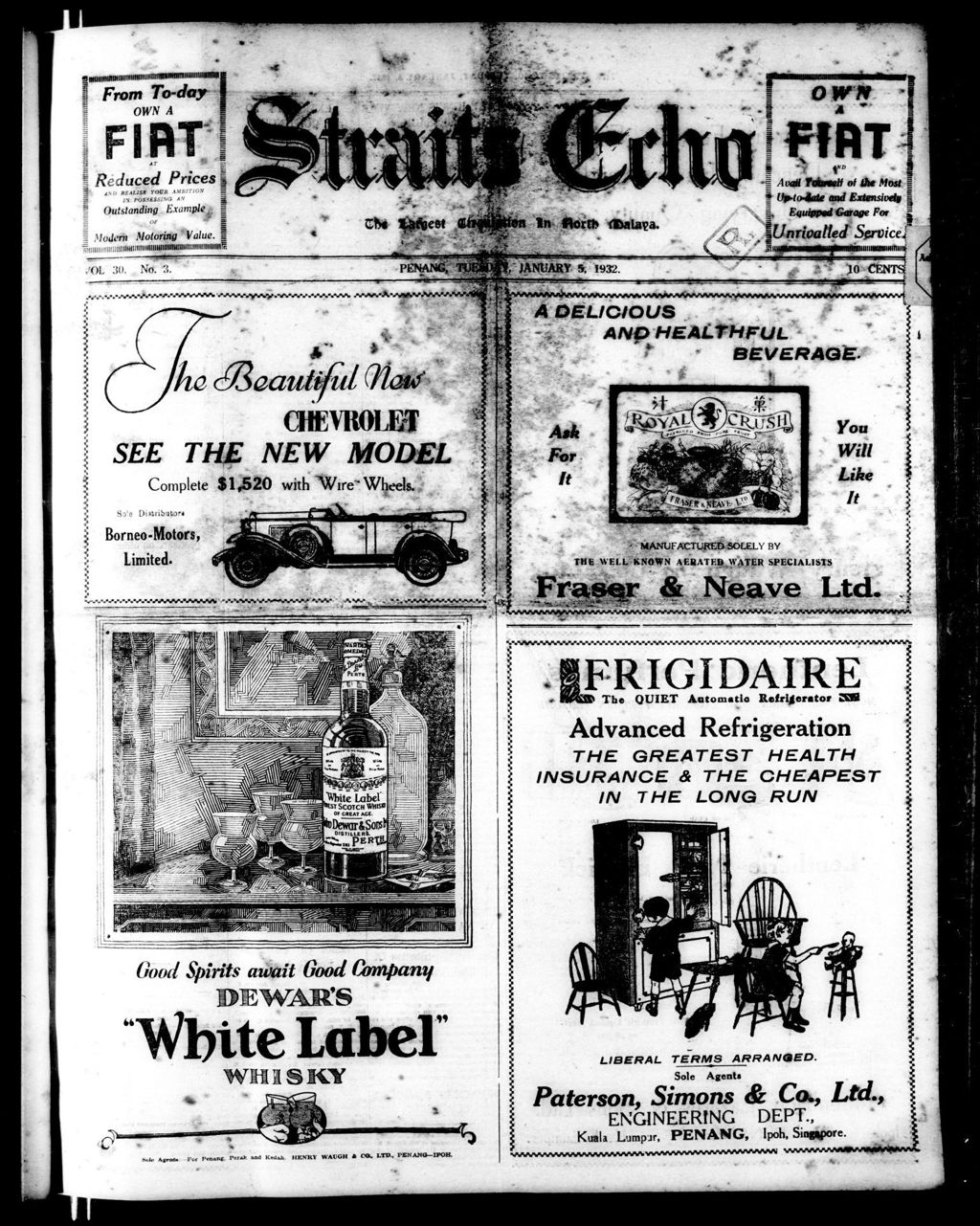 Miniature of Straits Echo 05 January 1932