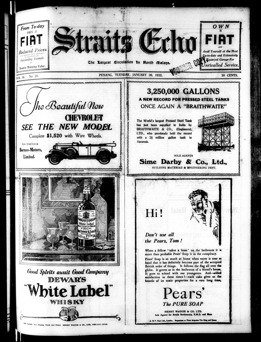 Miniature of Straits Echo 26 January 1932