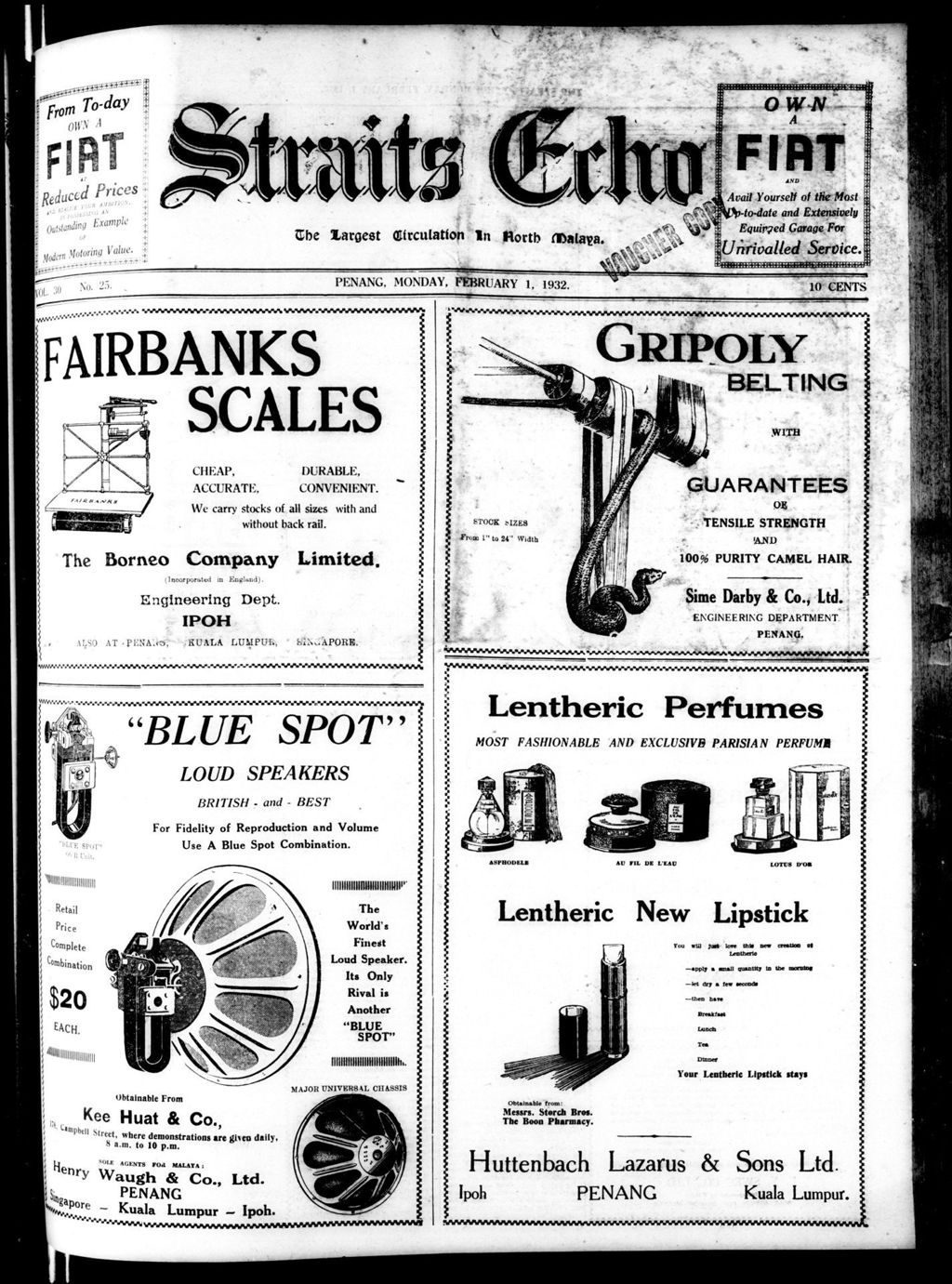 Miniature of Straits Echo 01 February 1932