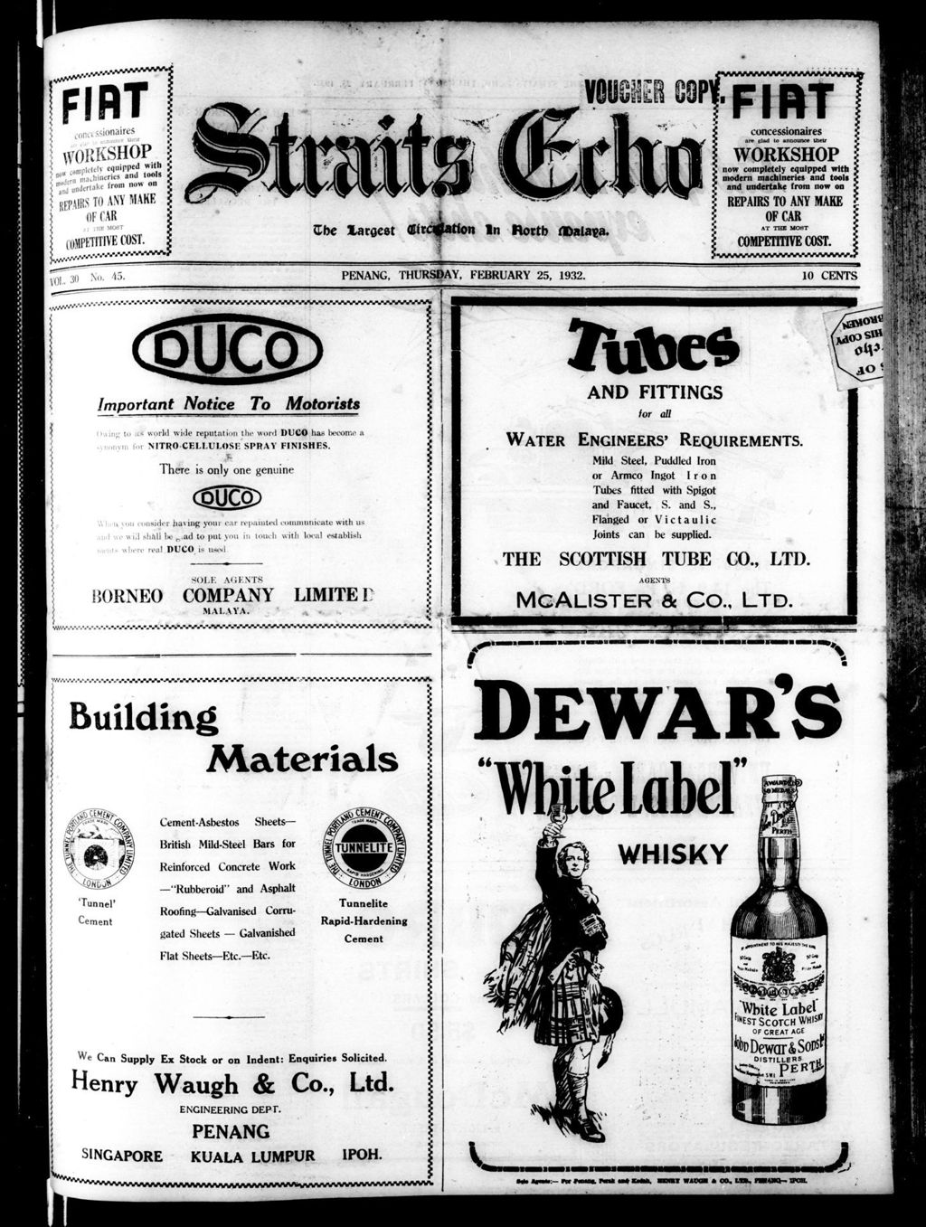 Miniature of Straits Echo 25 February 1932