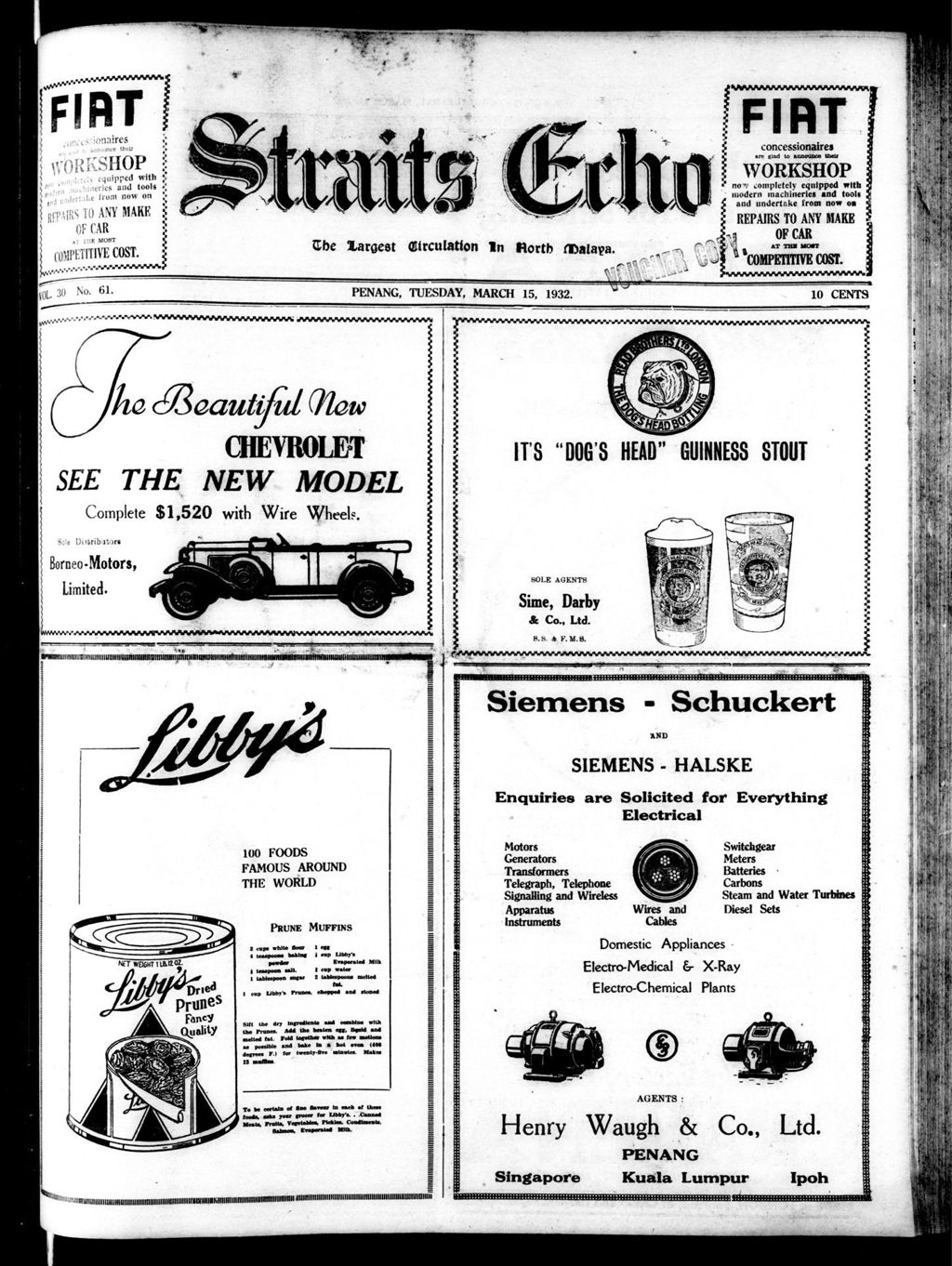 Miniature of Straits Echo 15 March 1932