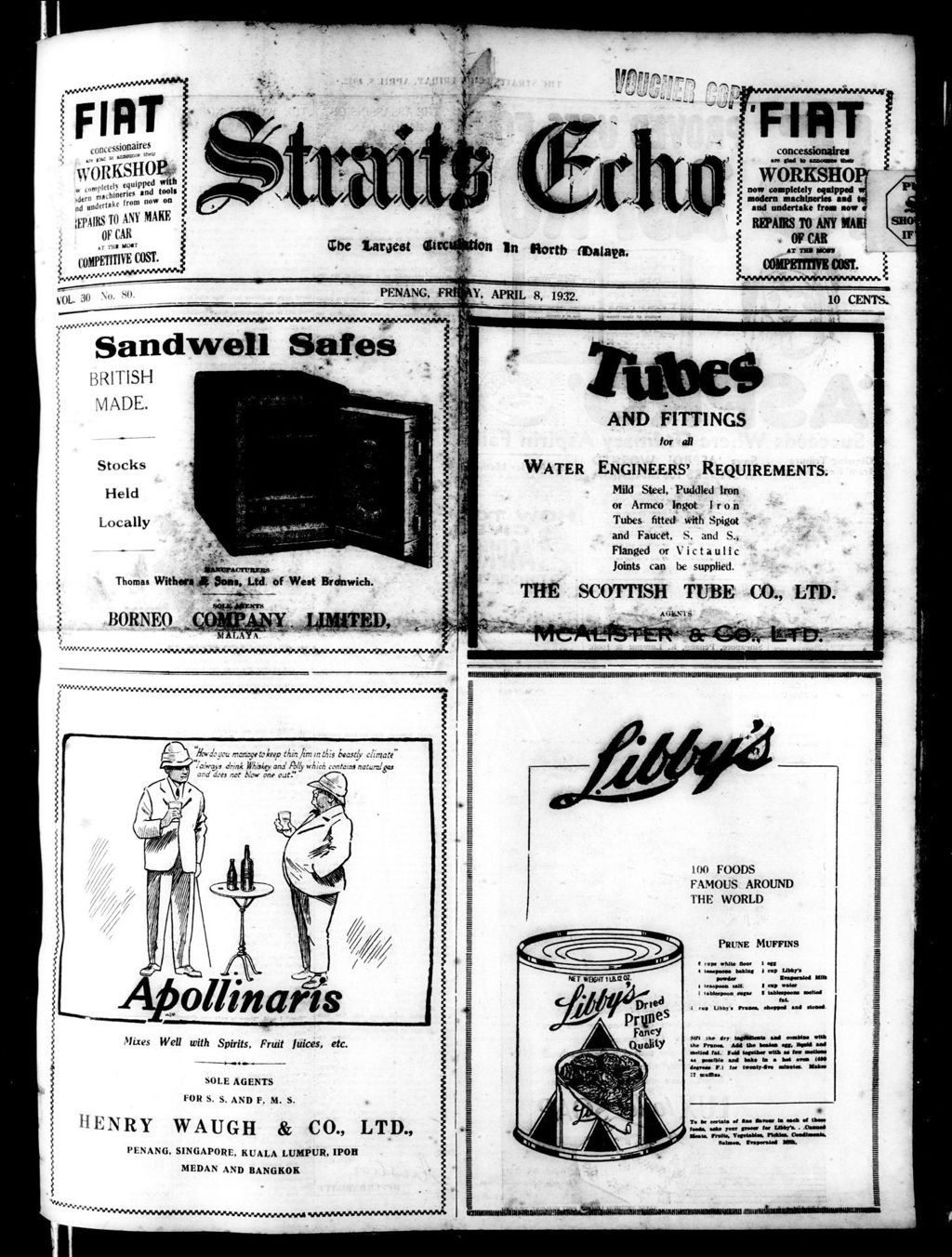 Miniature of Straits Echo 08 April 1932