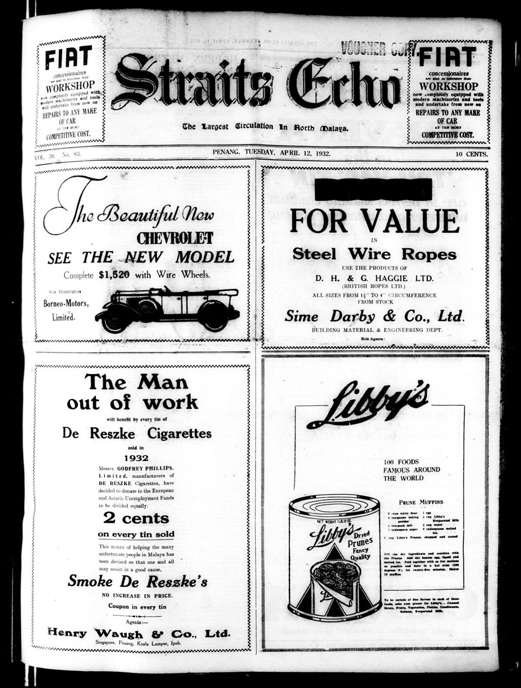 Miniature of Straits Echo 12 April 1932