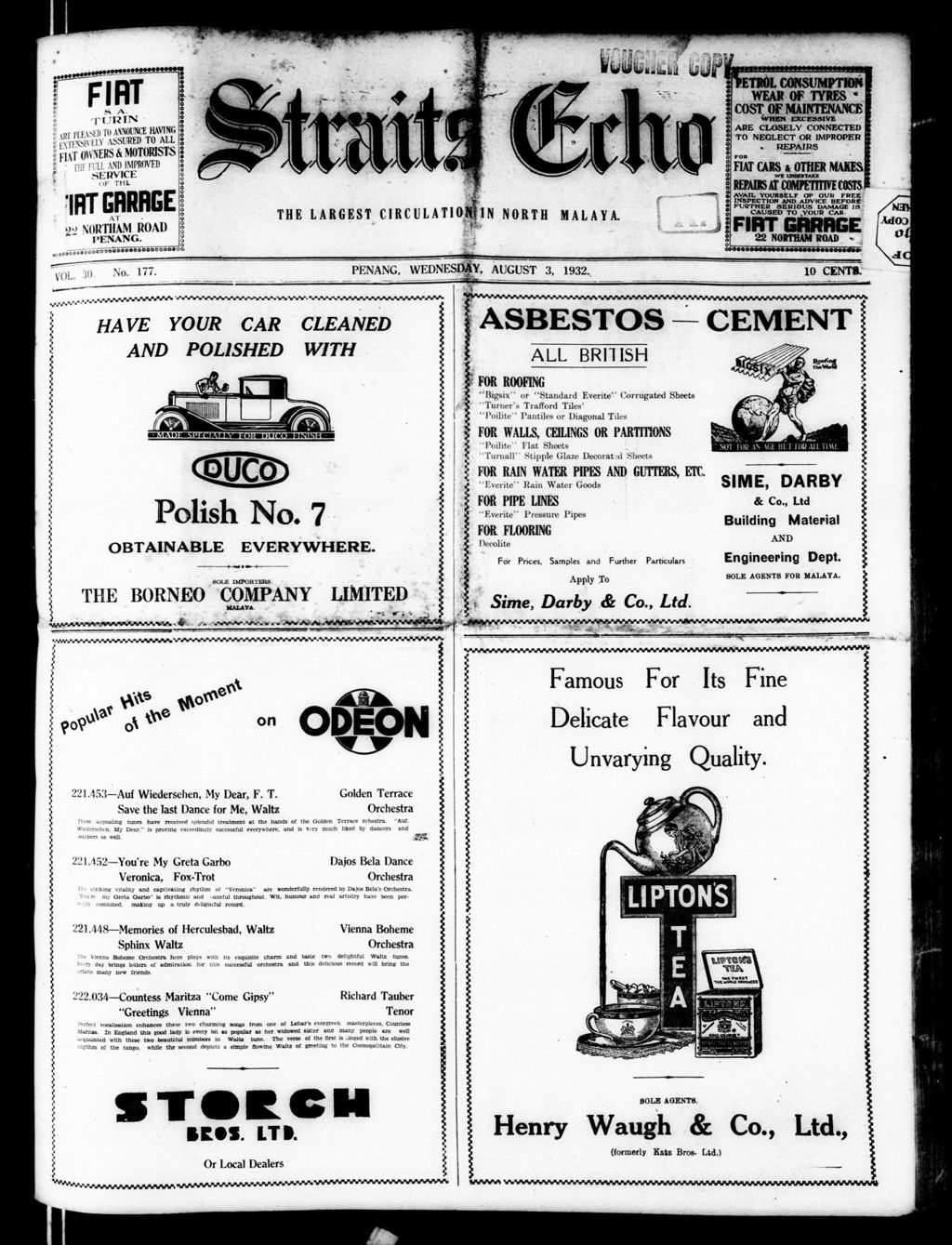 Miniature of Straits Echo 03 August 1932