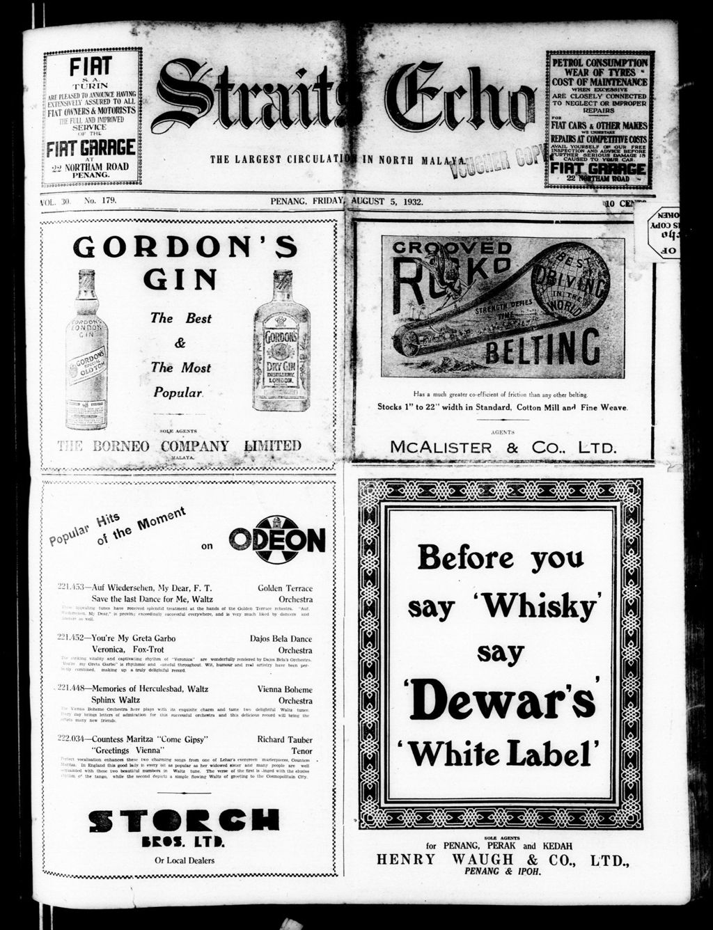 Miniature of Straits Echo 05 August 1932