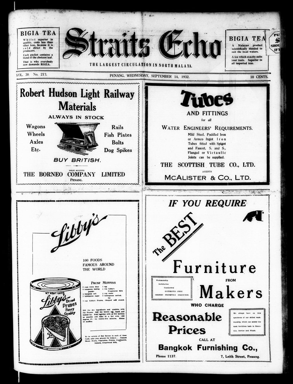 Miniature of Straits Echo 14 September 1932