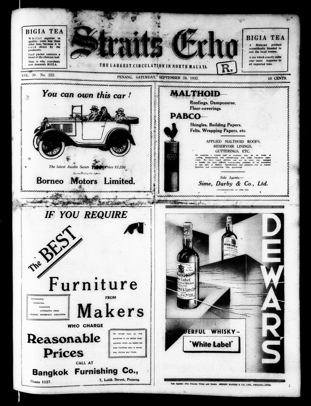 Miniature of Straits Echo 24 September 1932