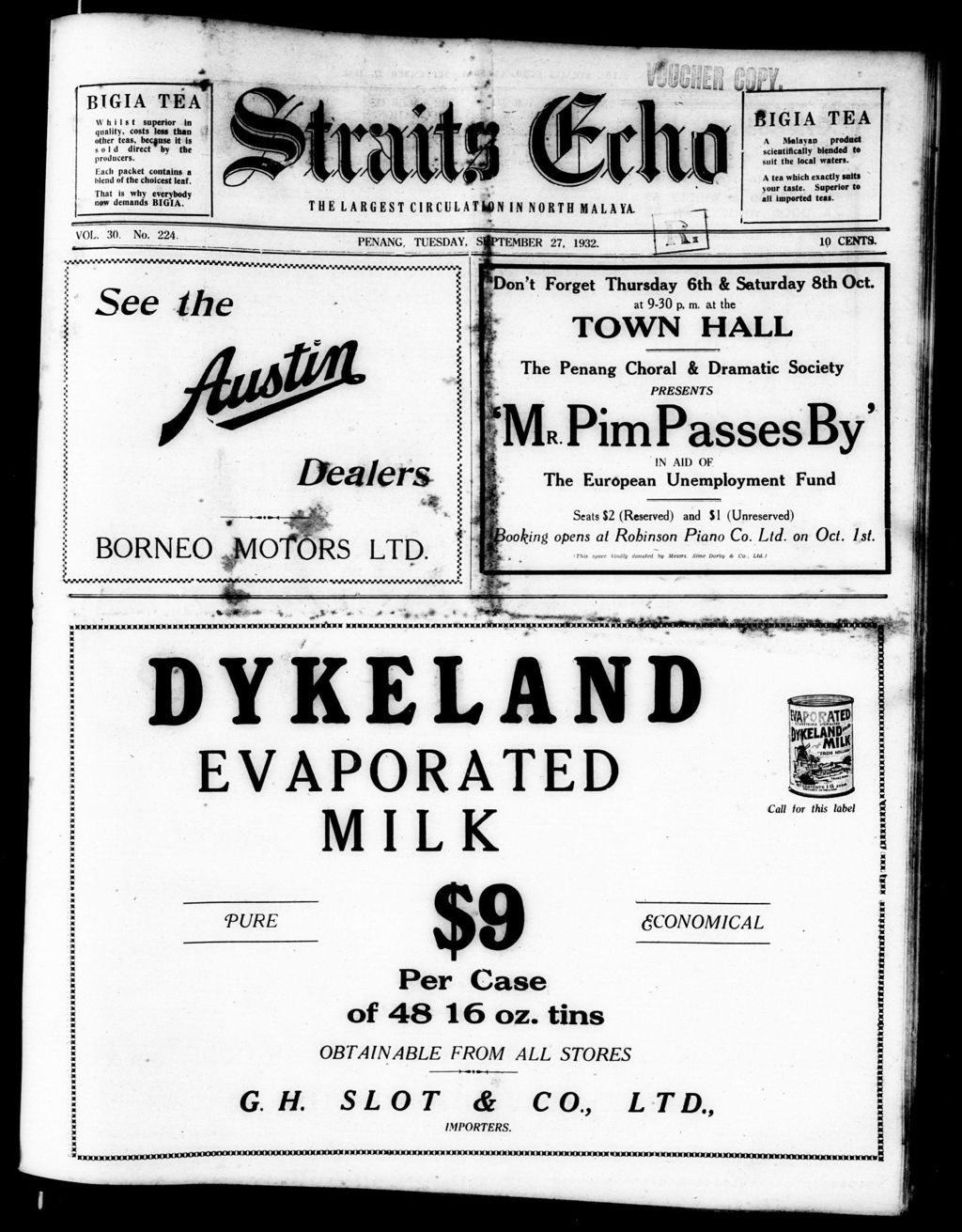 Miniature of Straits Echo 27 September 1932