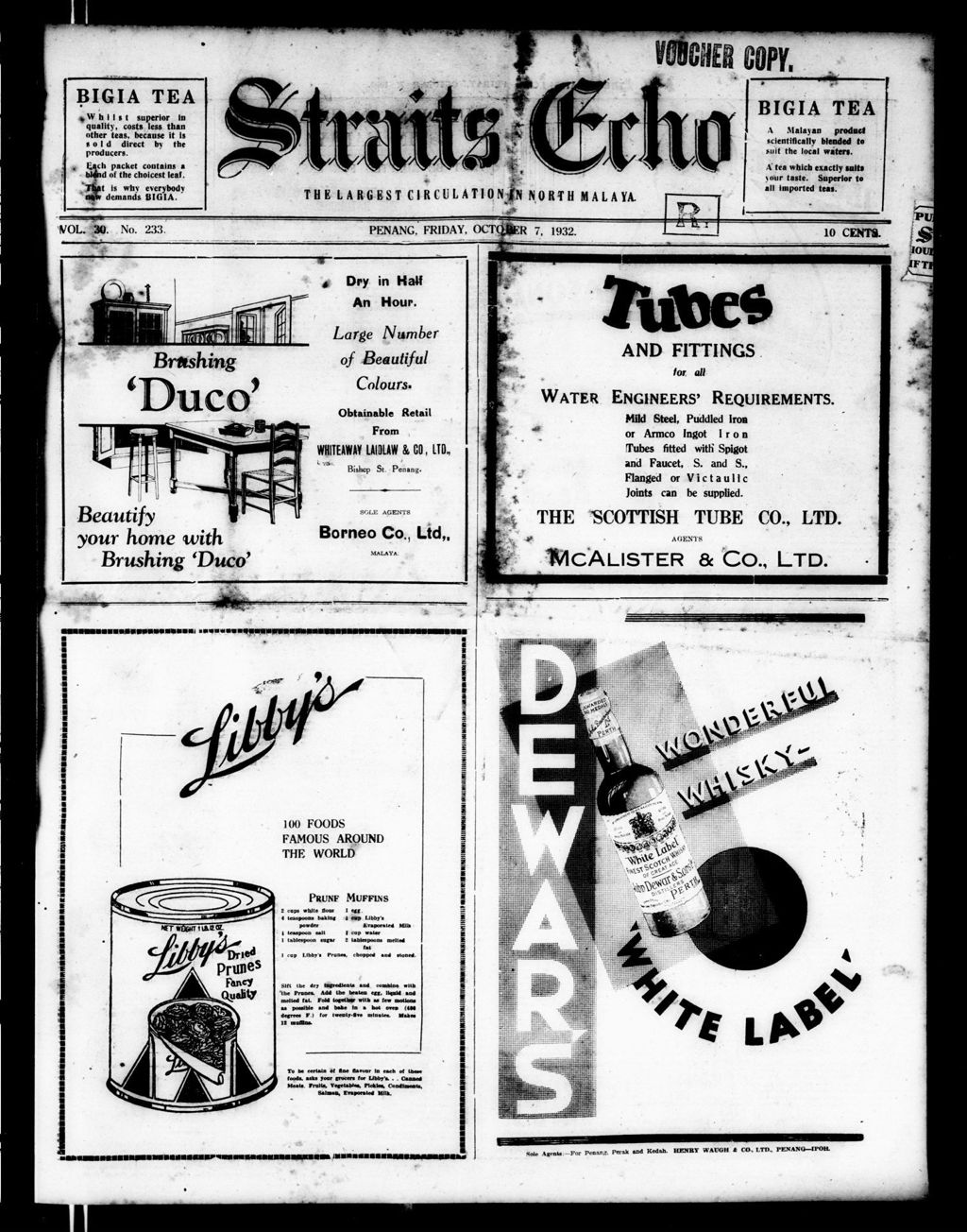 Miniature of Straits Echo 07 October 1932