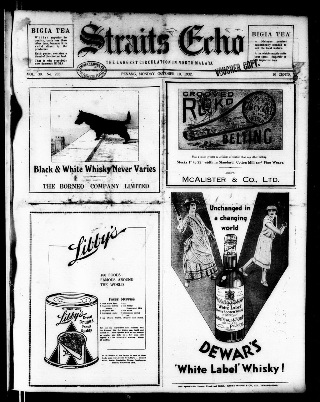 Miniature of Straits Echo 10 October 1932