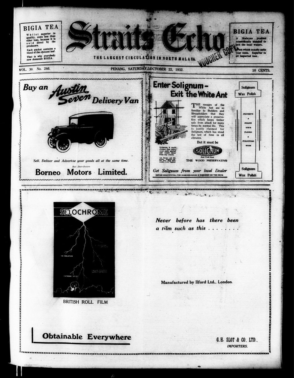 Miniature of Straits Echo 22 October 1932