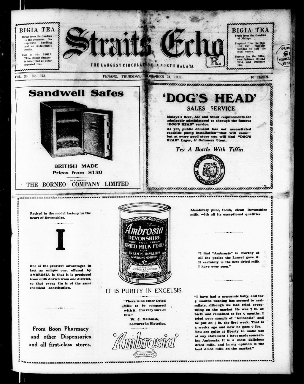 Miniature of Straits Echo 24 November 1932