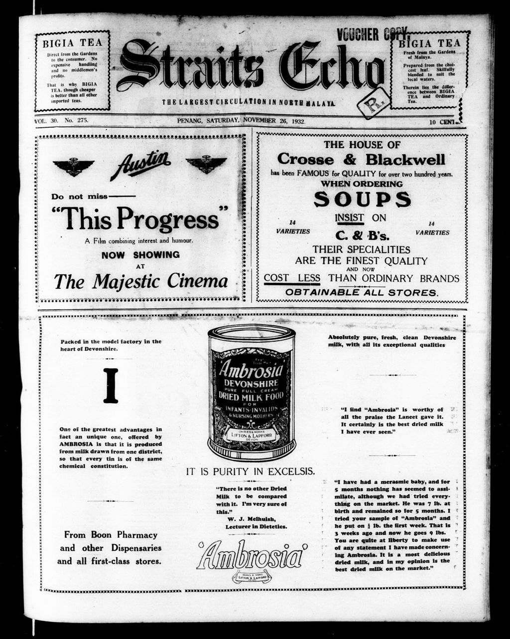 Miniature of Straits Echo 26 November 1932