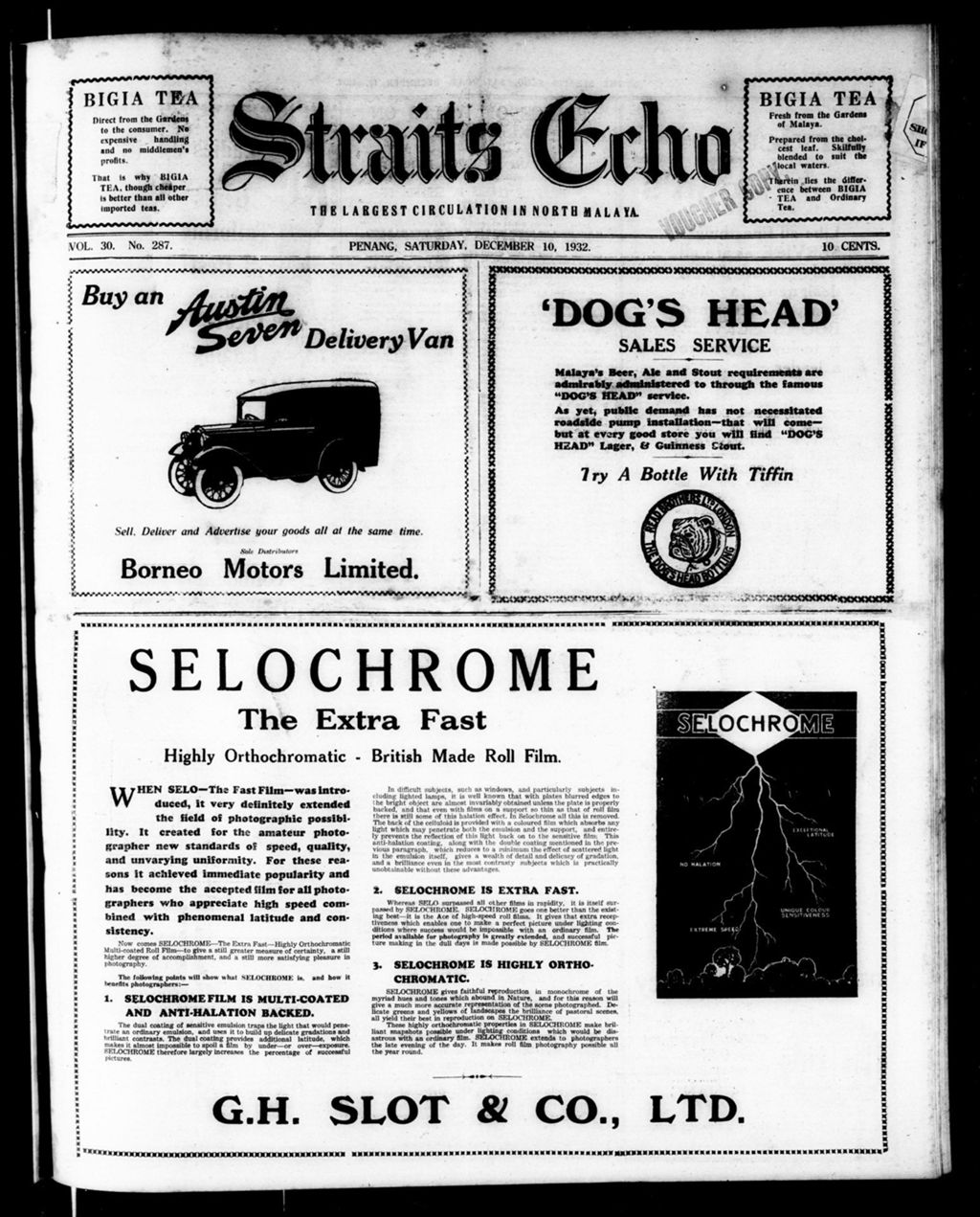 Miniature of Straits Echo 10 December 1932